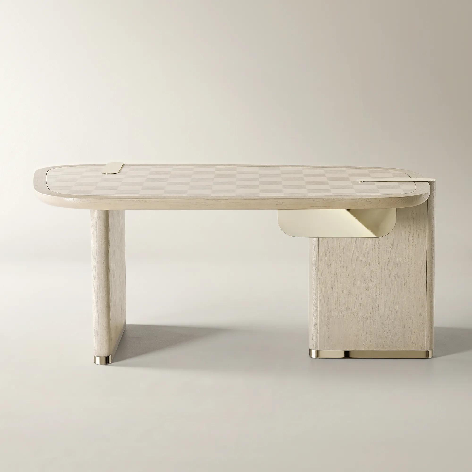 Vetra Checkerboard Oak and Maple Desk with Drawer (71")