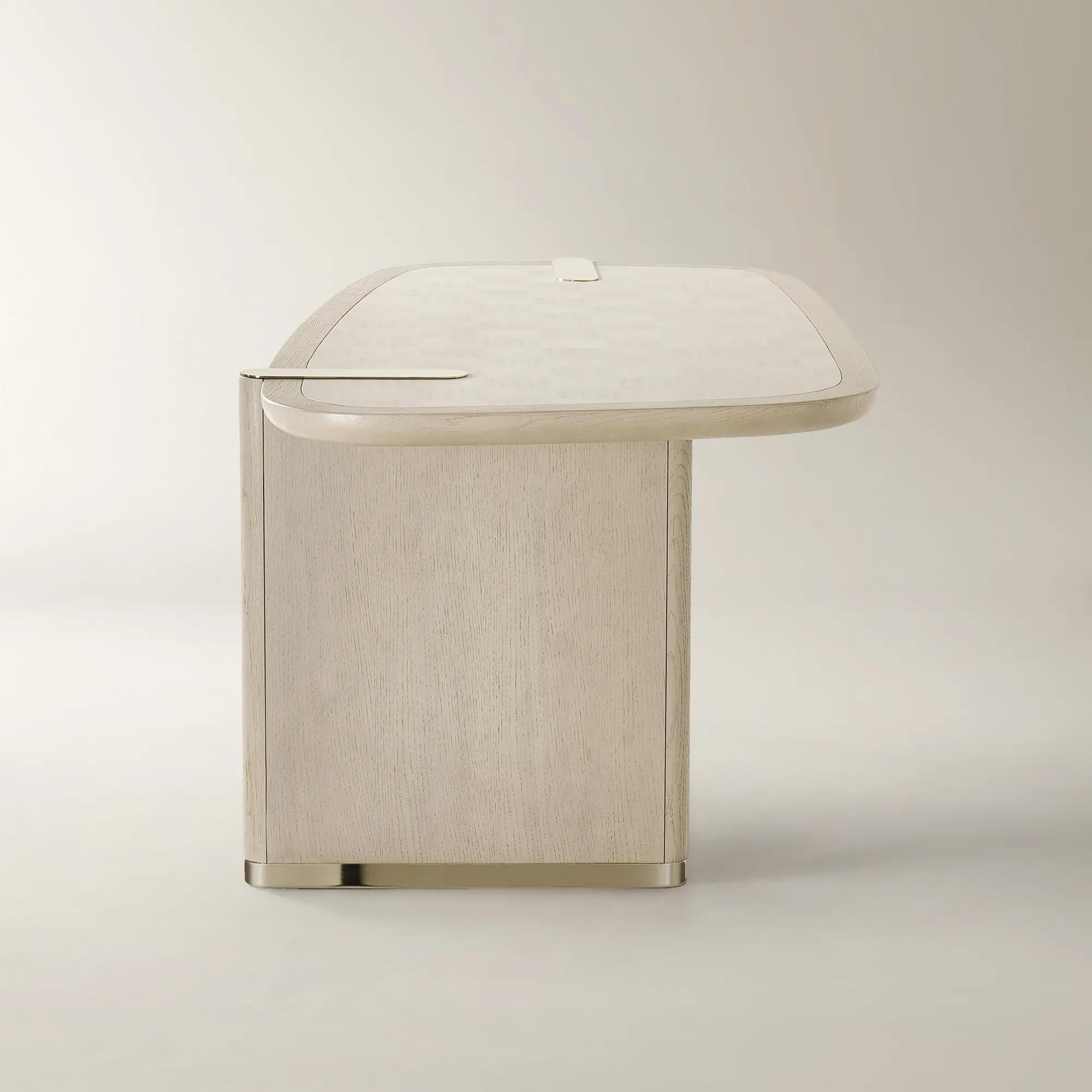 Vetra Checkerboard Oak and Maple Desk with Drawer (71")