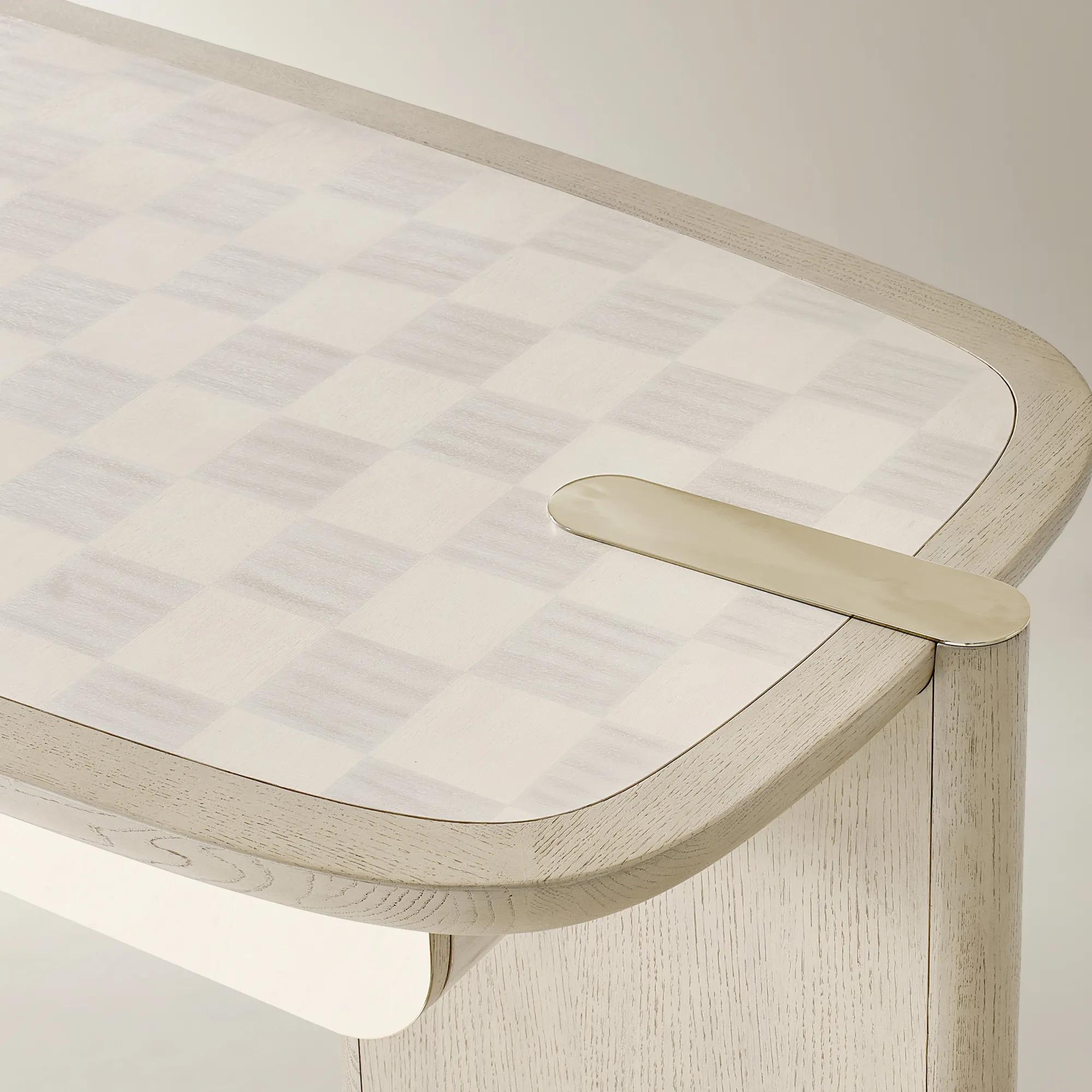 Vetra Checkerboard Oak and Maple Desk with Drawer (71")