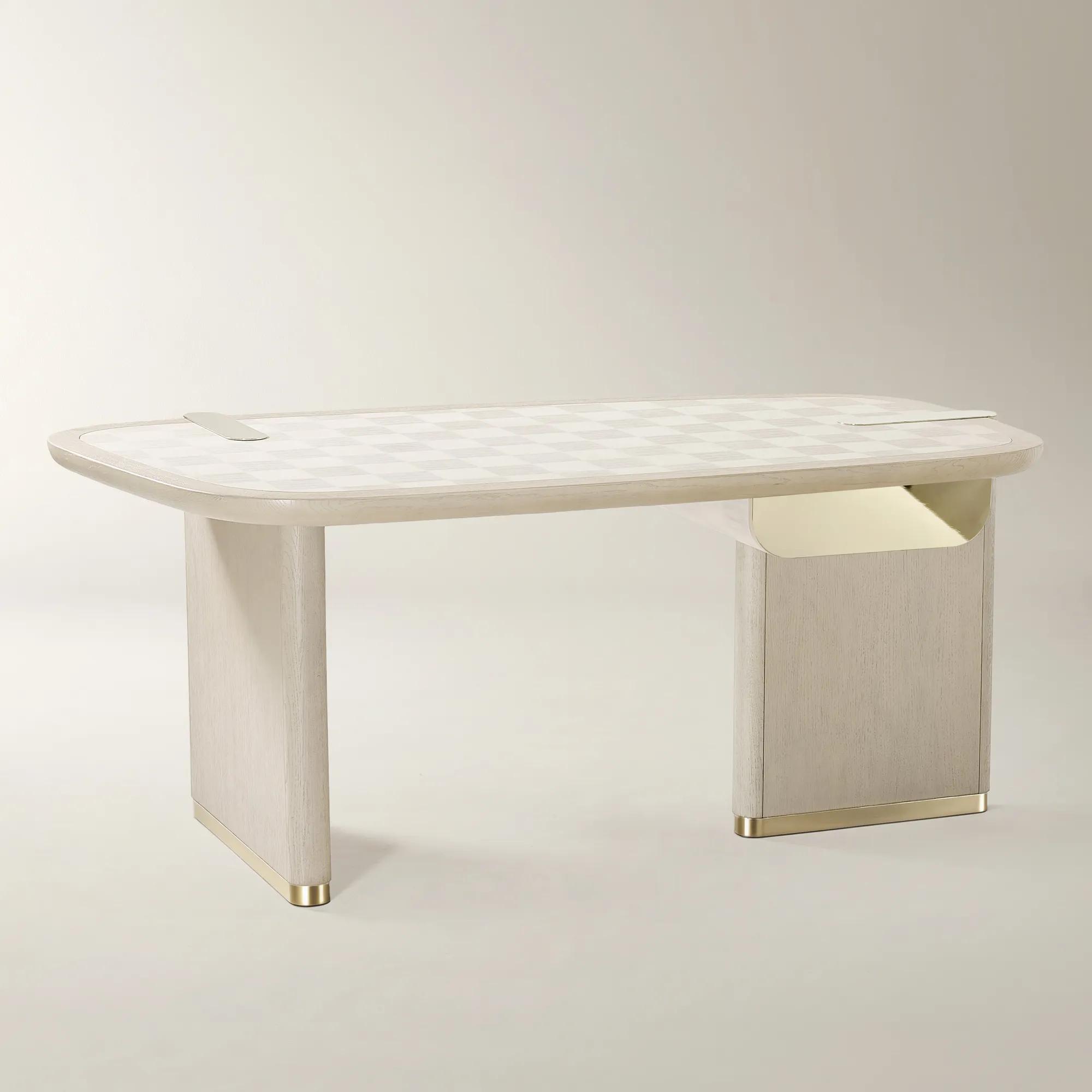 Vetra Checkerboard Oak and Maple Desk with Drawer (71")