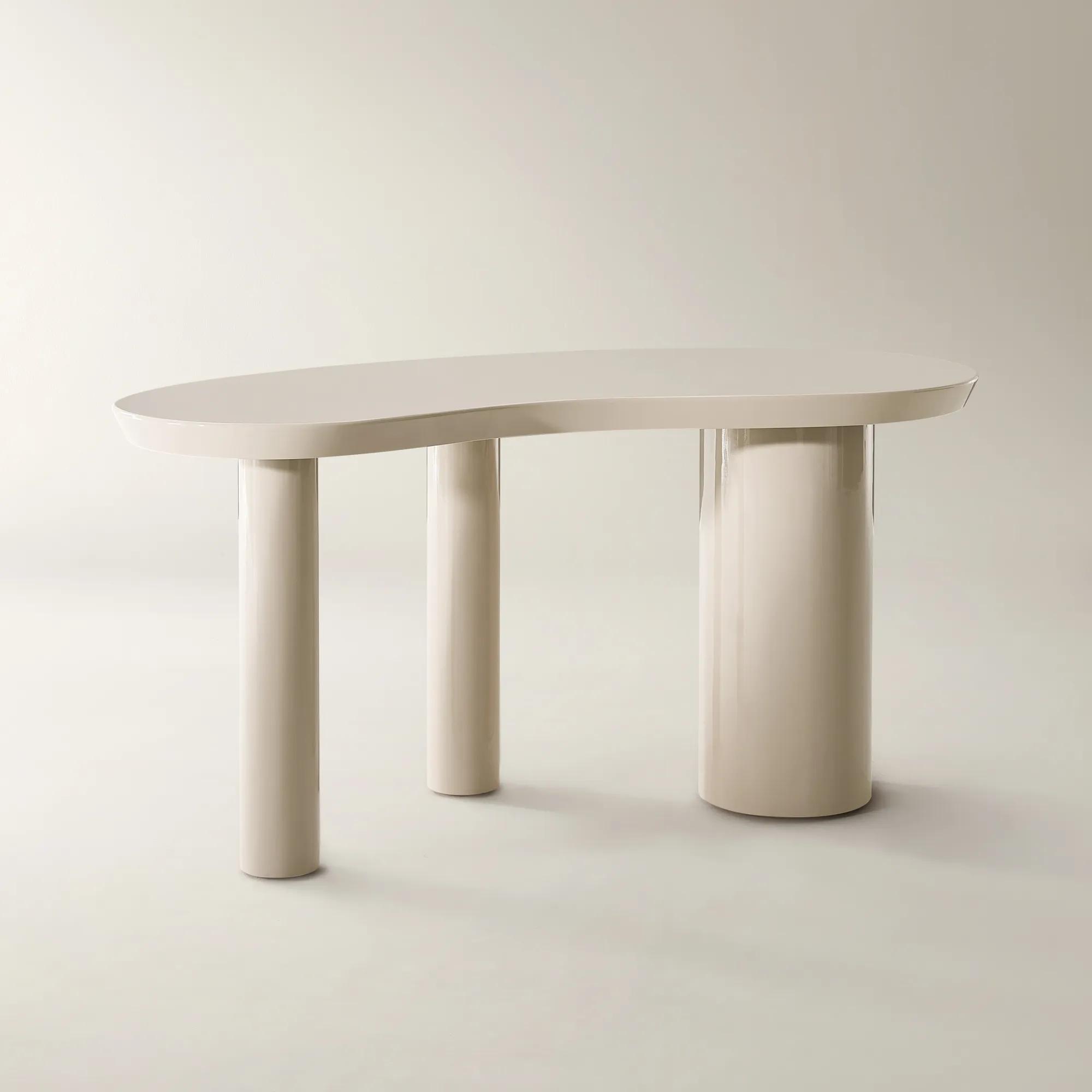 Nia Lacquered Desk (62") - Turtle Dove