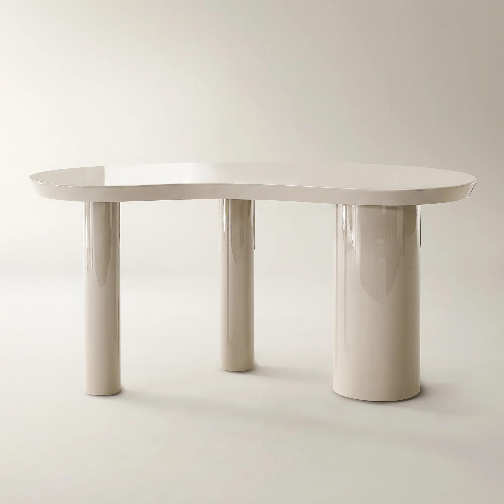 Nia Lacquered Desk (62") - Turtle Dove