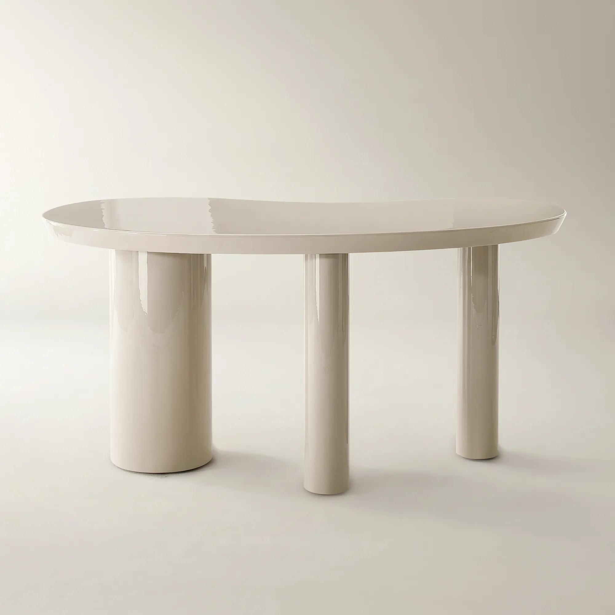 Nia Lacquered Desk (62") - Turtle Dove