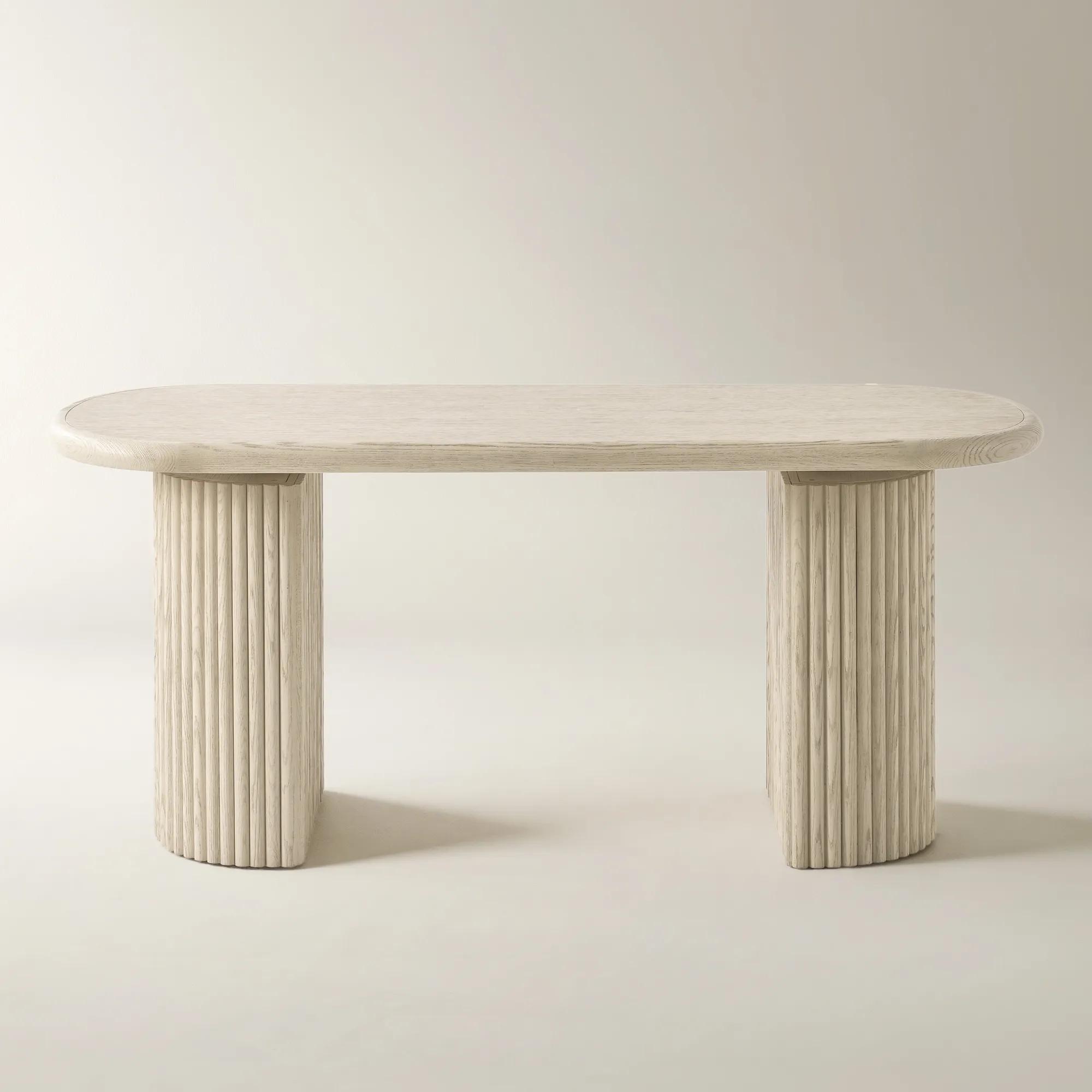 Stria Oval Reeded White Oak Electric Lift Desk (68")