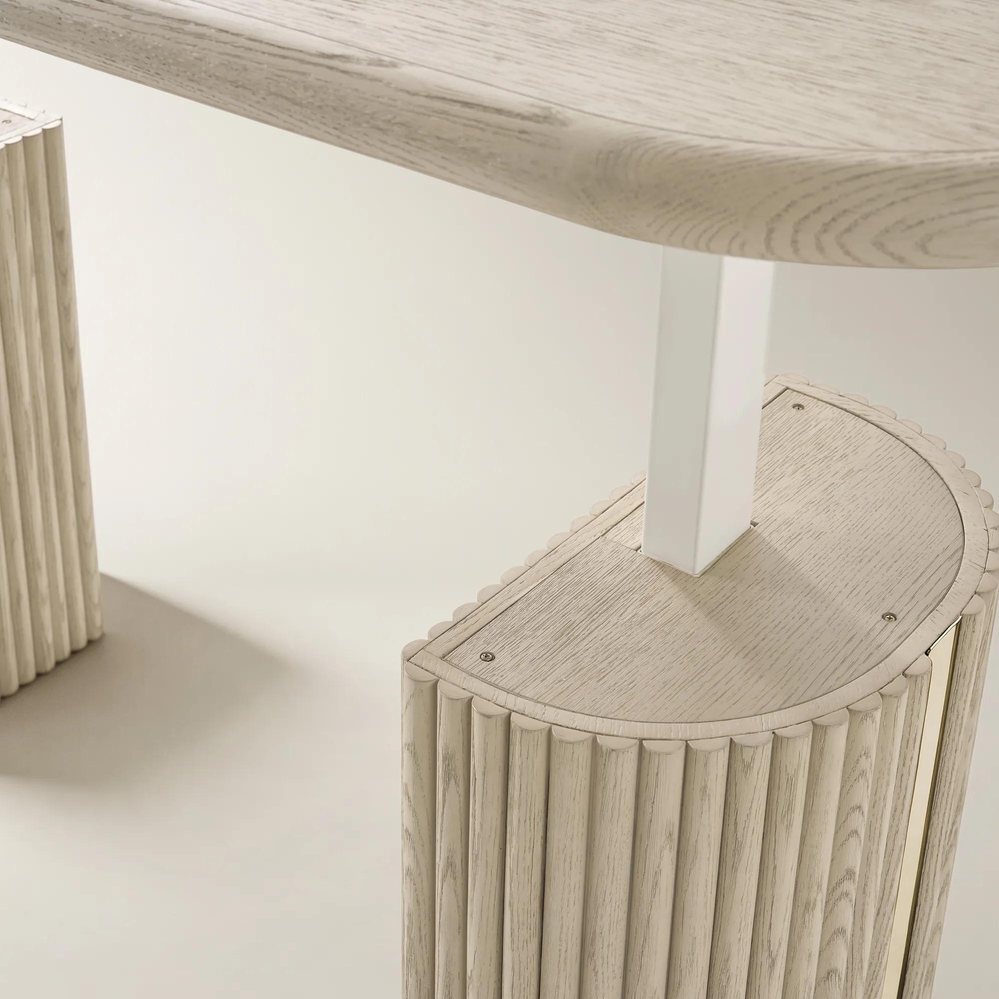 Stria Oval Reeded White Oak Electric Lift Desk (68")