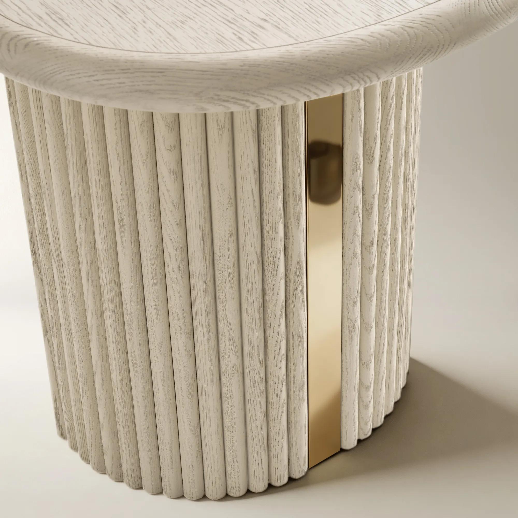 Stria Oval Reeded White Oak Electric Lift Desk (68")