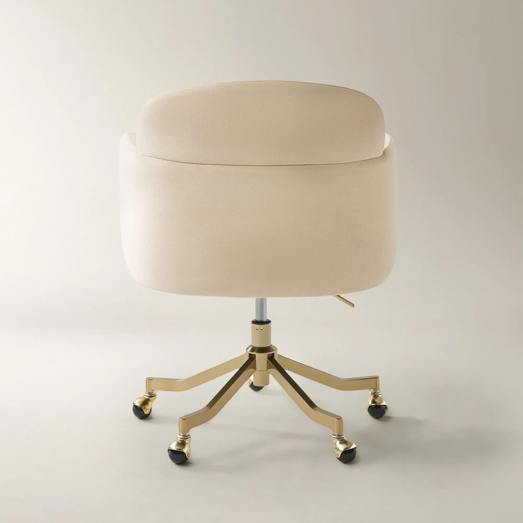 Paige Velvet Desk Swivel Chair - Oatmeal