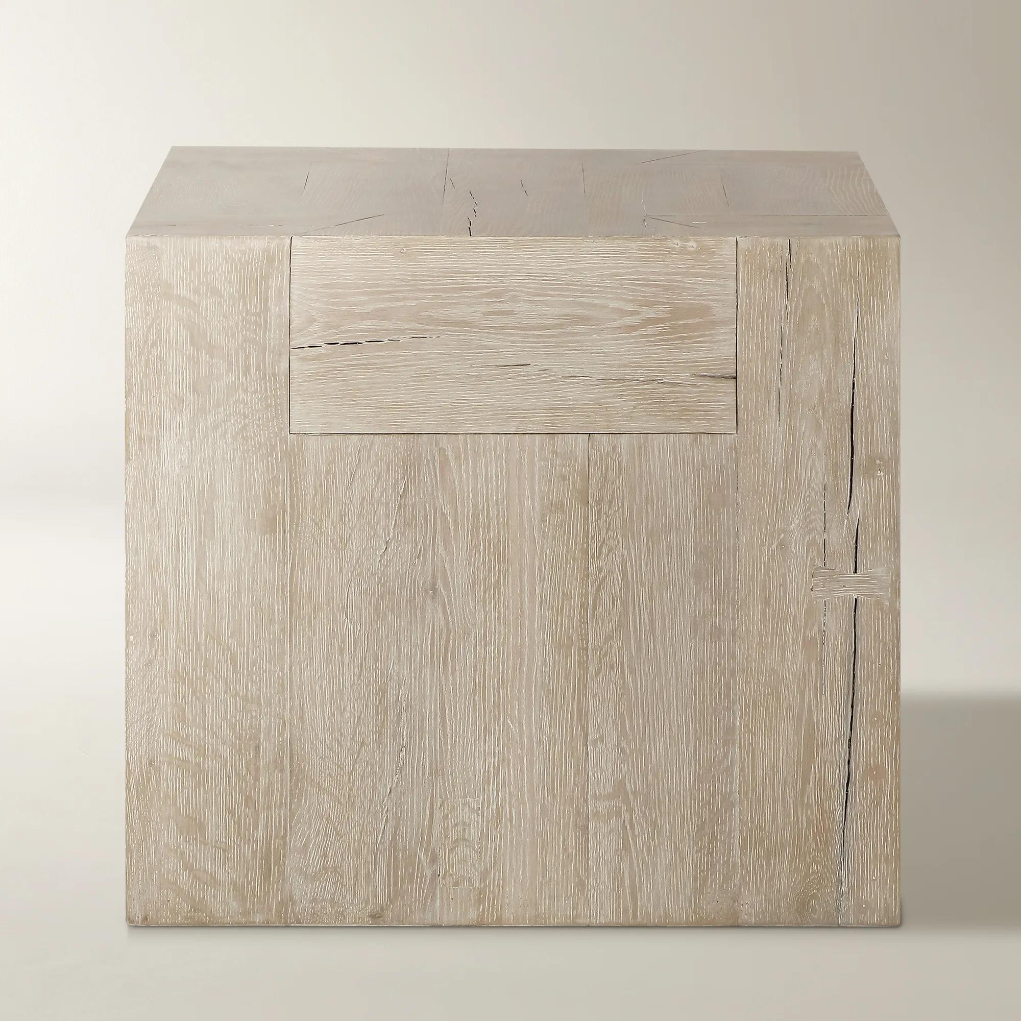 Bristol Reclaimed Oak 24" End Table - Aged Cream