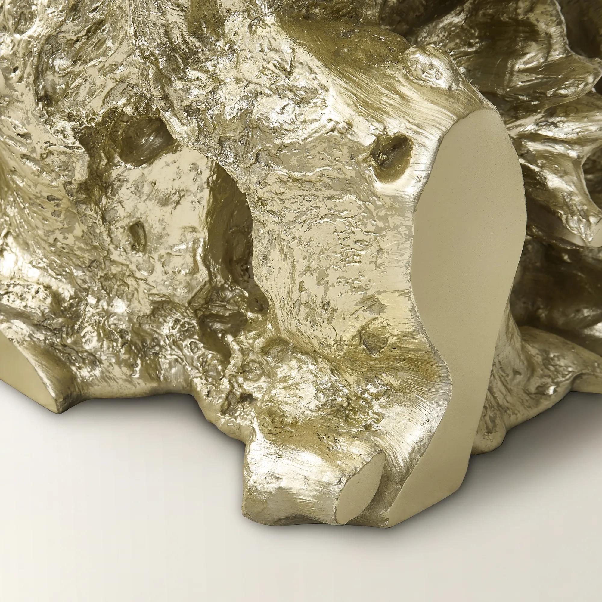 Sequoia Champagne Gold Resin End Table With Glass Top (22")