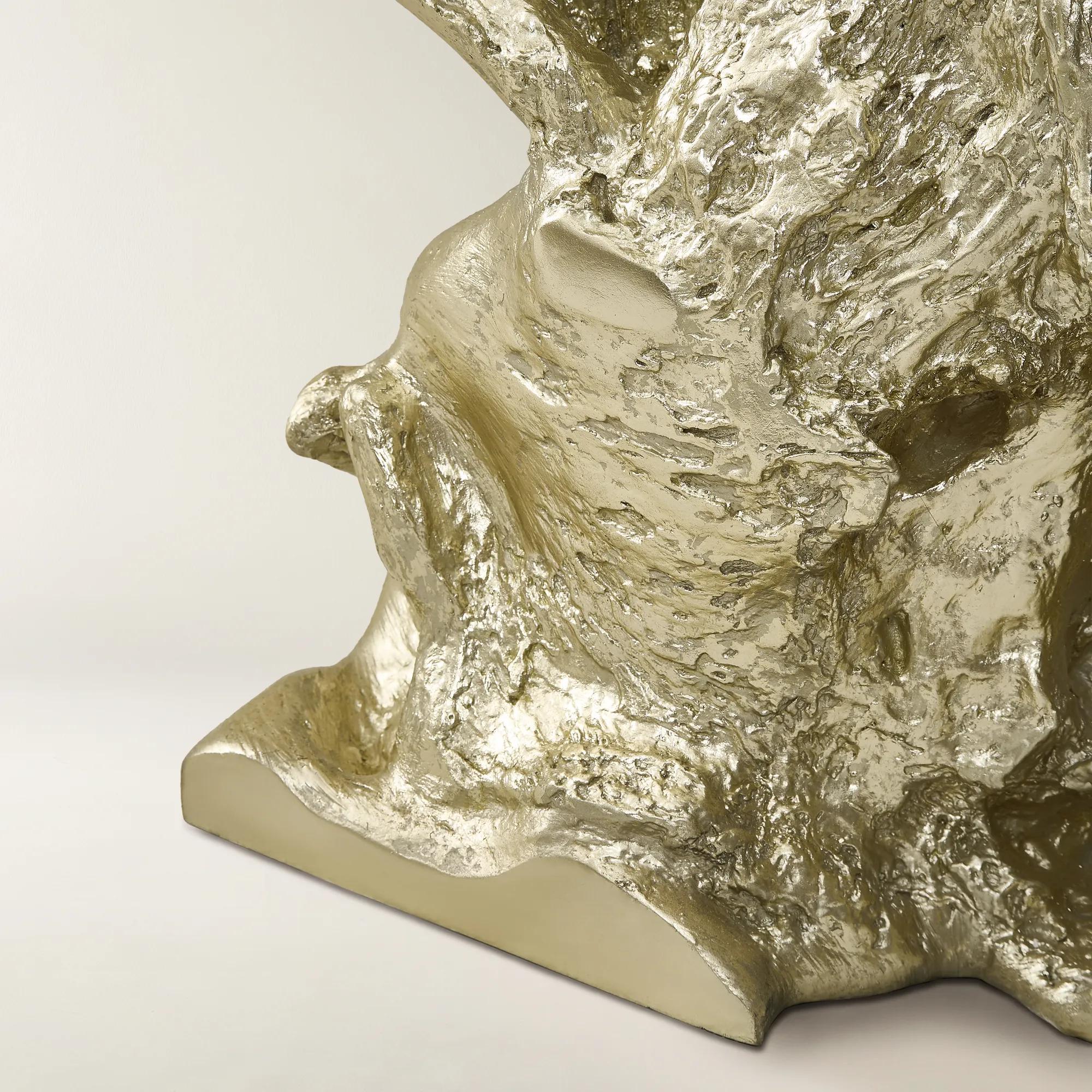 Sequoia Champagne Gold Resin End Table With Glass Top (22")