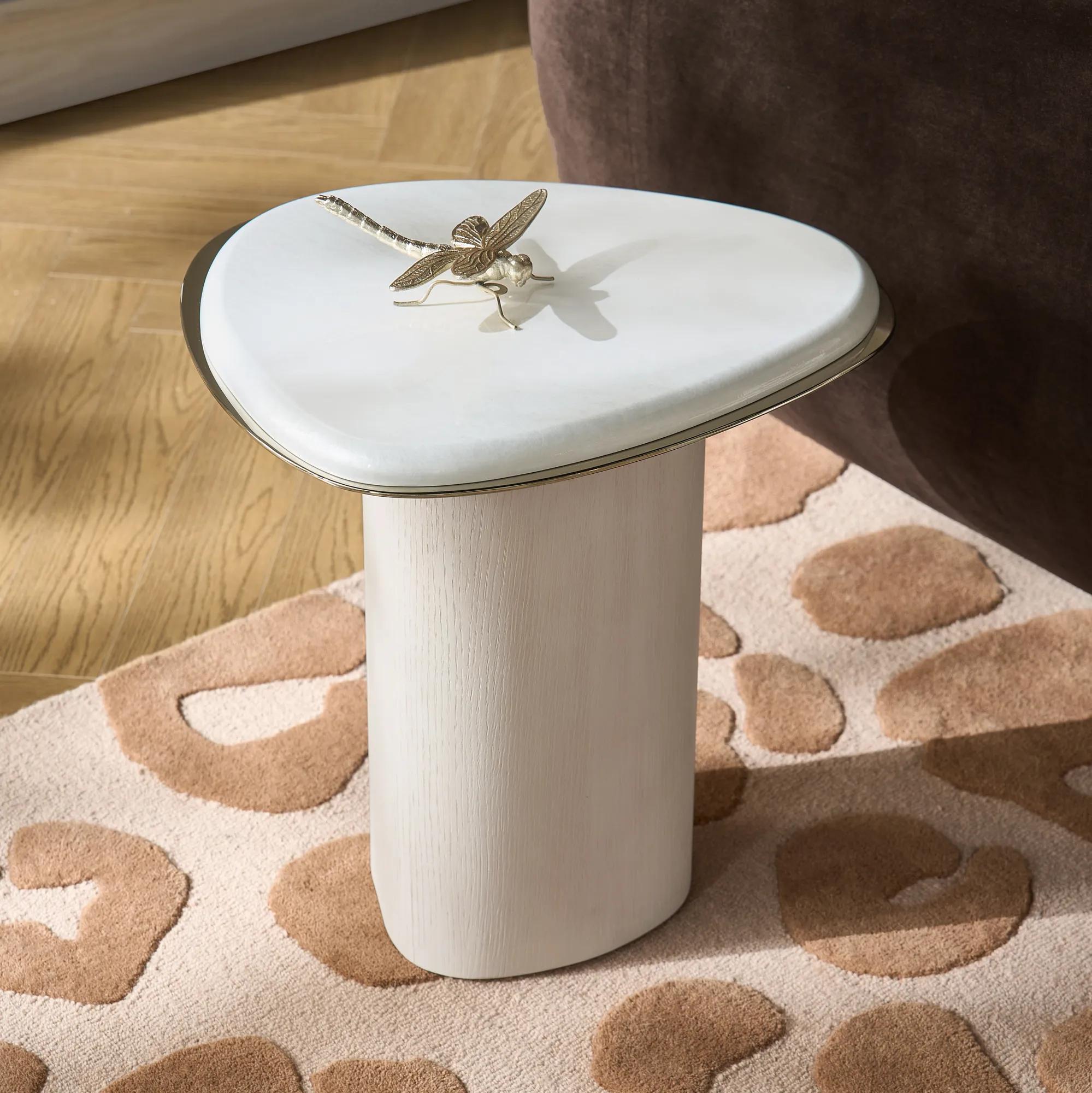 Lumina Bleached Oak End Table With Pearl Lacquered Top (18")