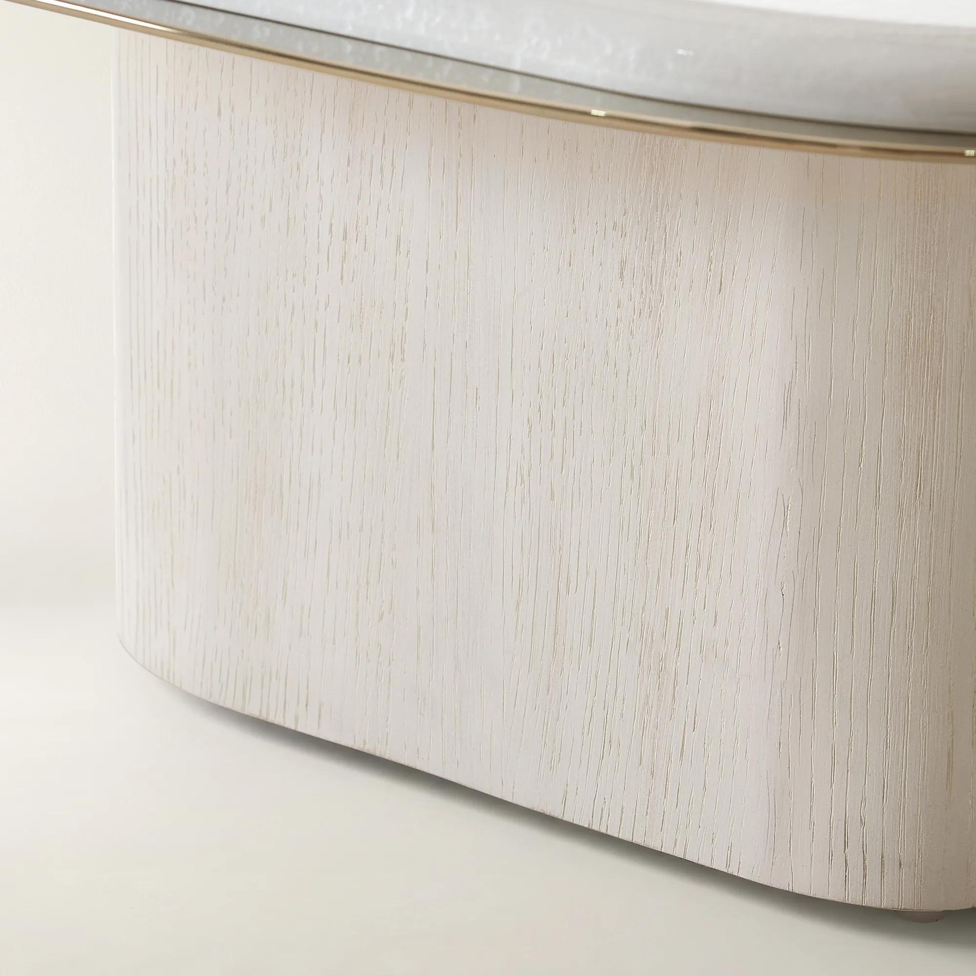 Lumina Bleached Oak End Table With Pearl Lacquered Top (18")