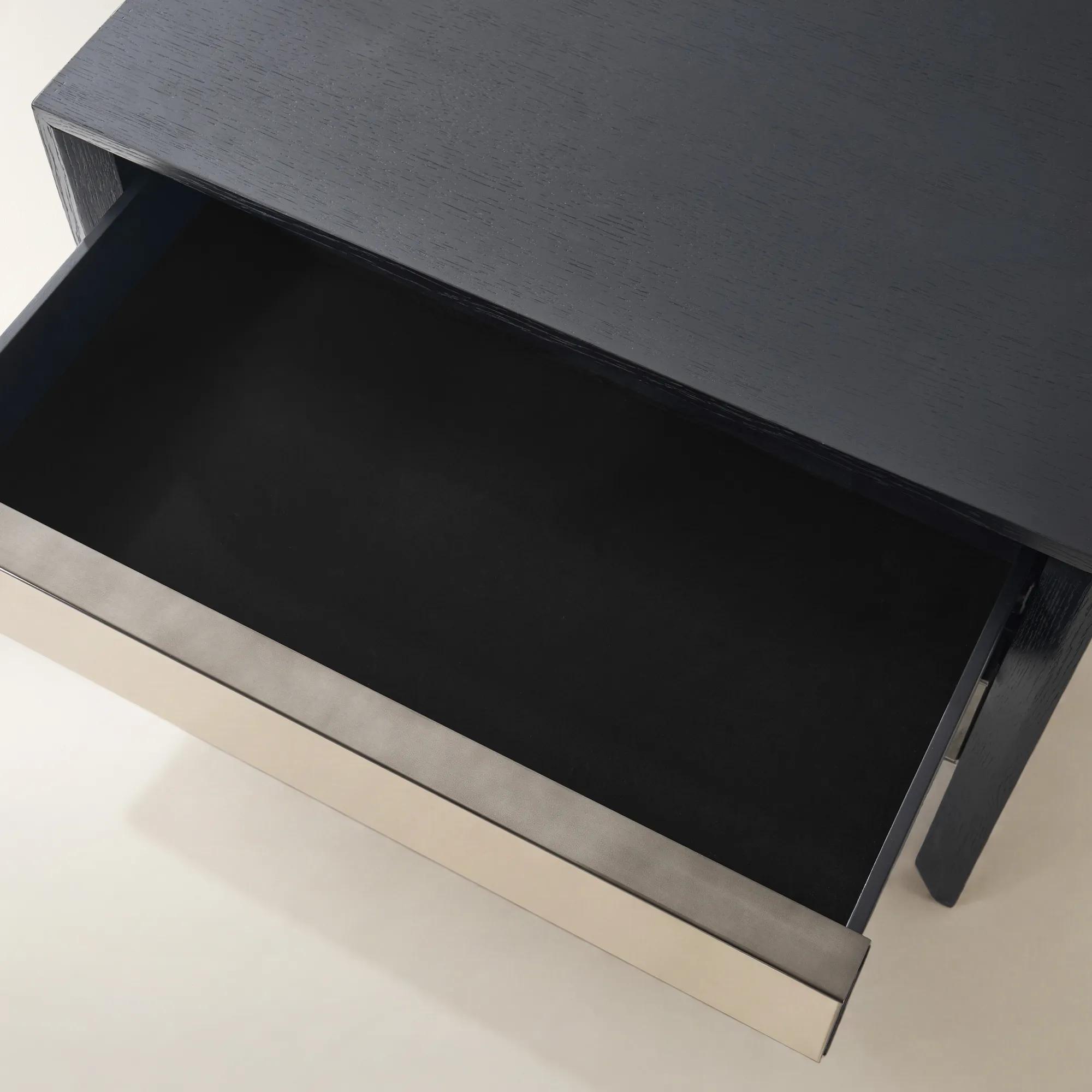 Glimmer Mirrored Black Oak 2-Drawer Nightstand (32")