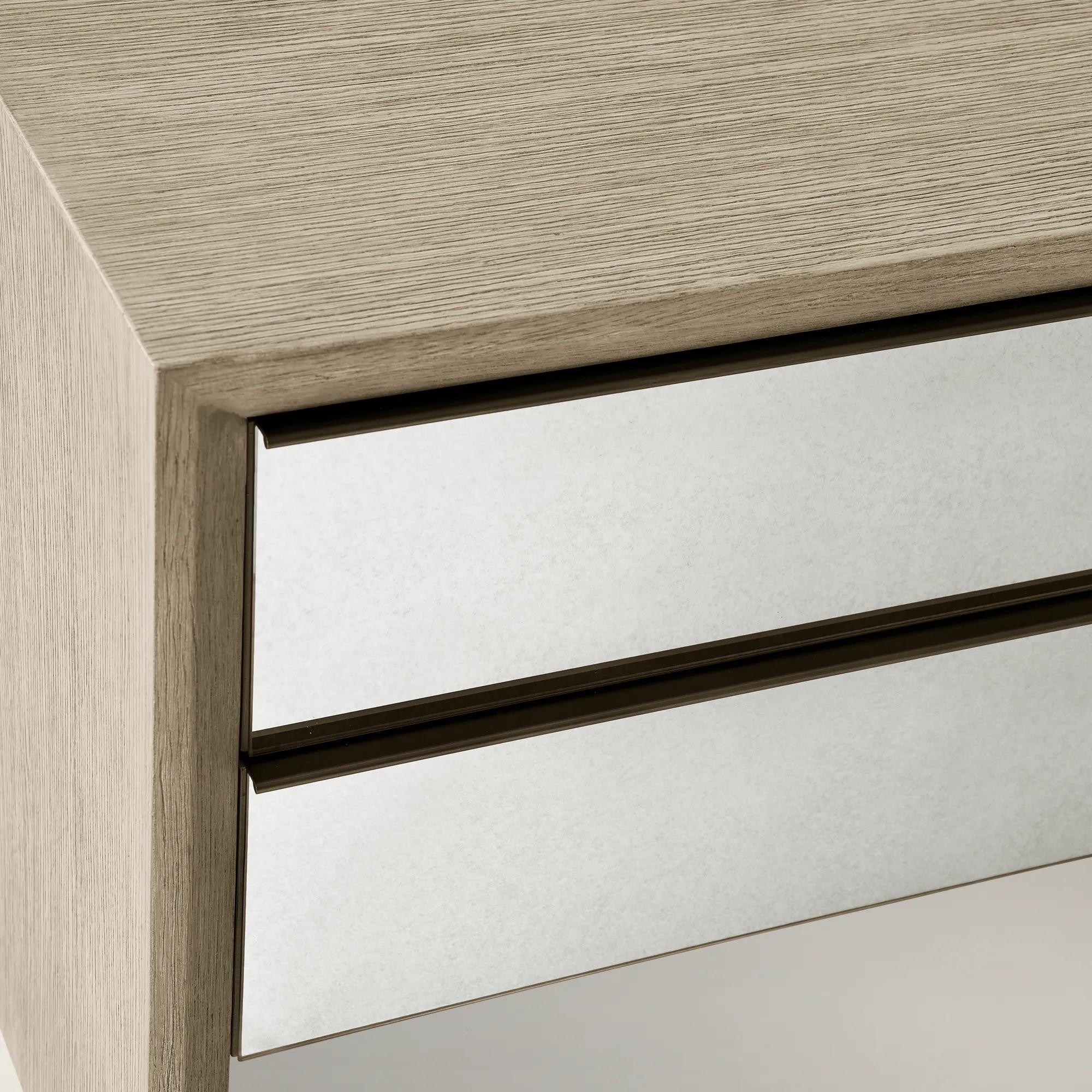 Glimmer Mirrored Seadrift Oak 2-Drawer Nightstand (32")