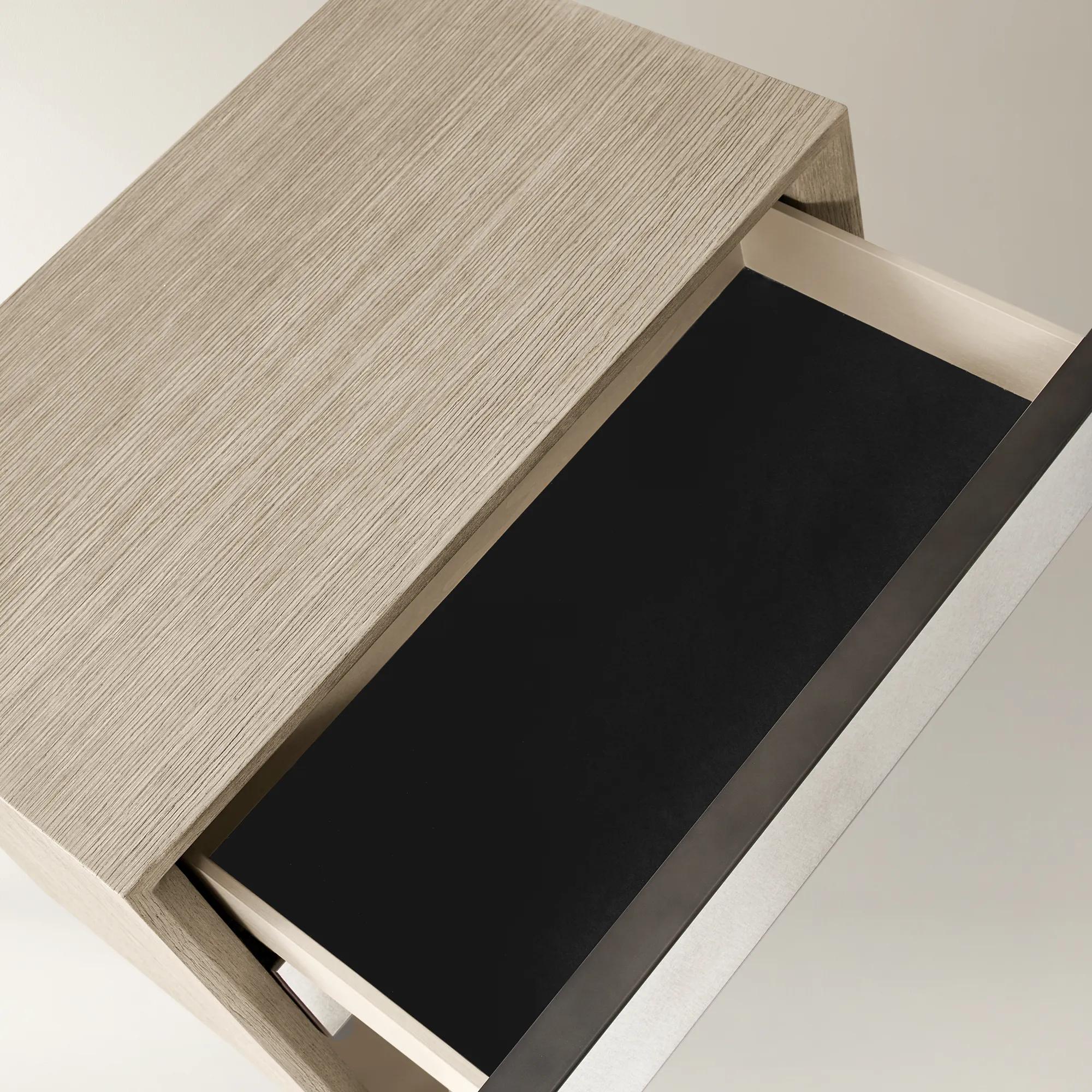 Glimmer Mirrored Seadrift Oak 2-Drawer Nightstand (32")