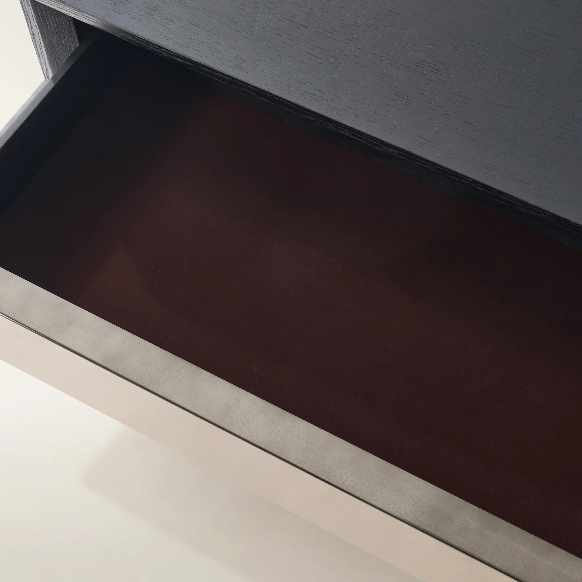 Glimmer Mirrored Black Oak 6-Drawer Dresser (65")