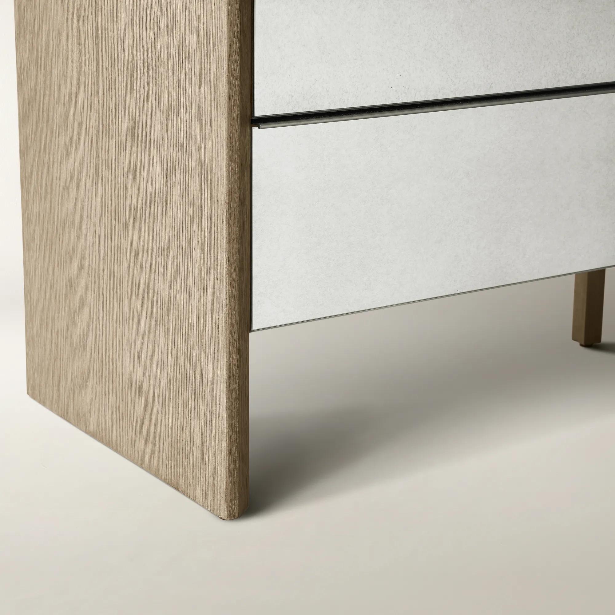Glimmer Mirrored Seadrift Oak 6-Drawer Dresser (65")