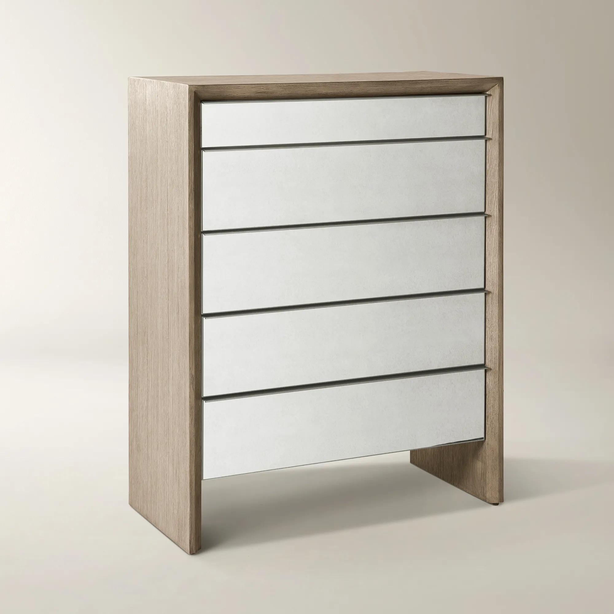 Glimmer Mirrored 5 Drawer Chest