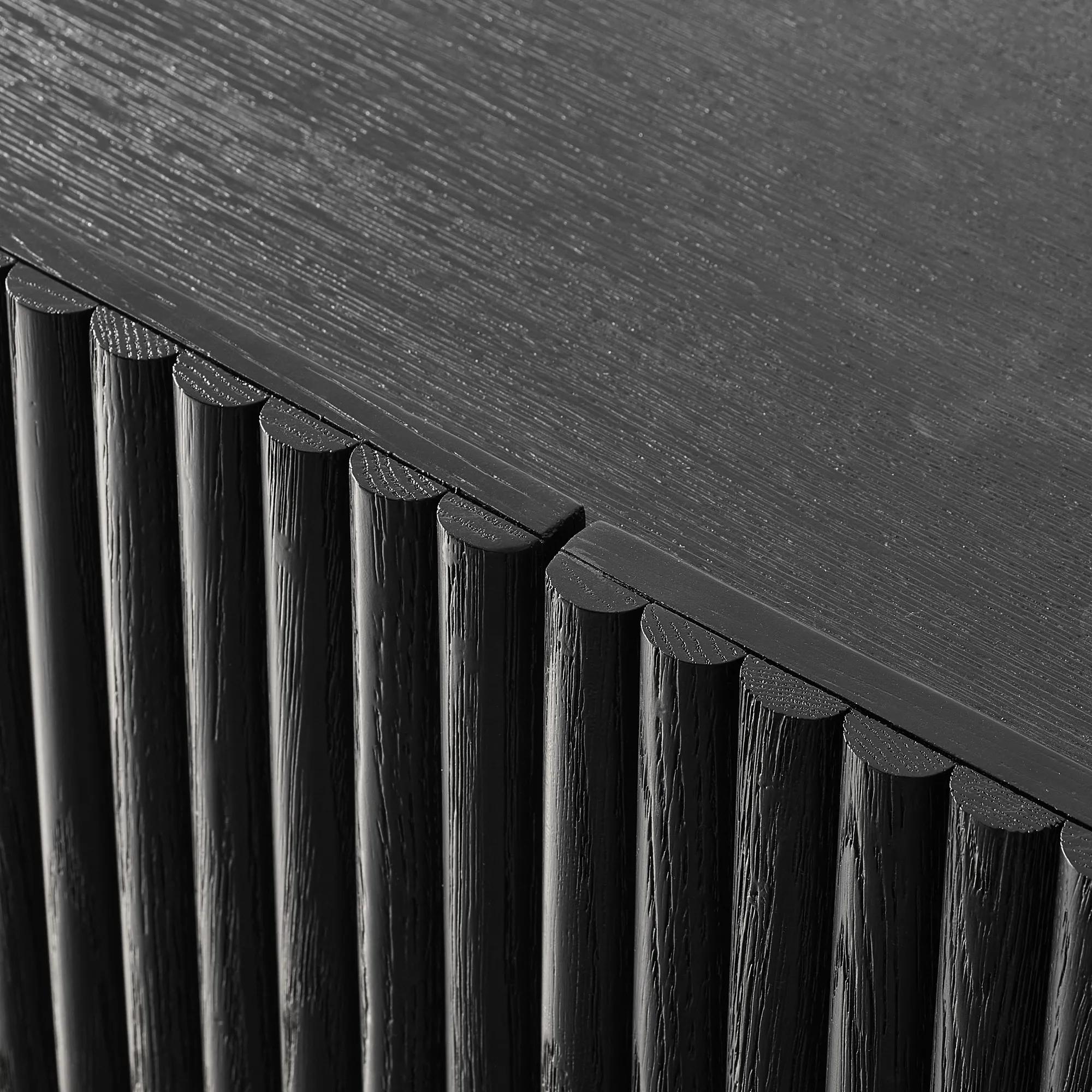 Stria Reeded Black Oak 6-Drawer Dresser (64.5")