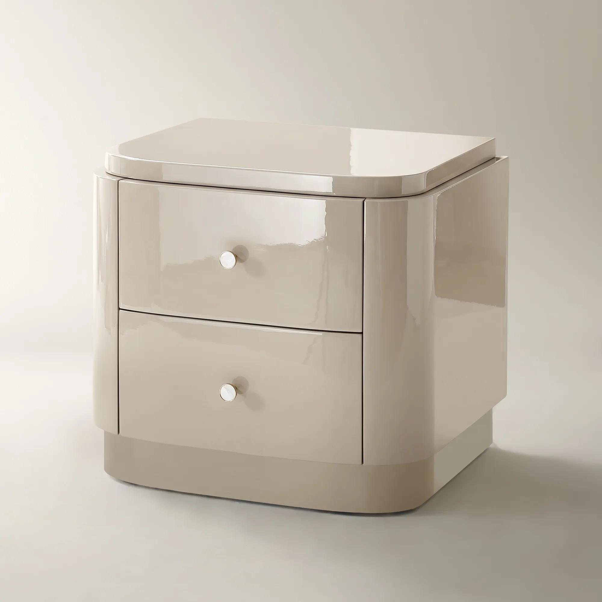 Nia Lacquered Nightstand (26") - Turtle Dove 