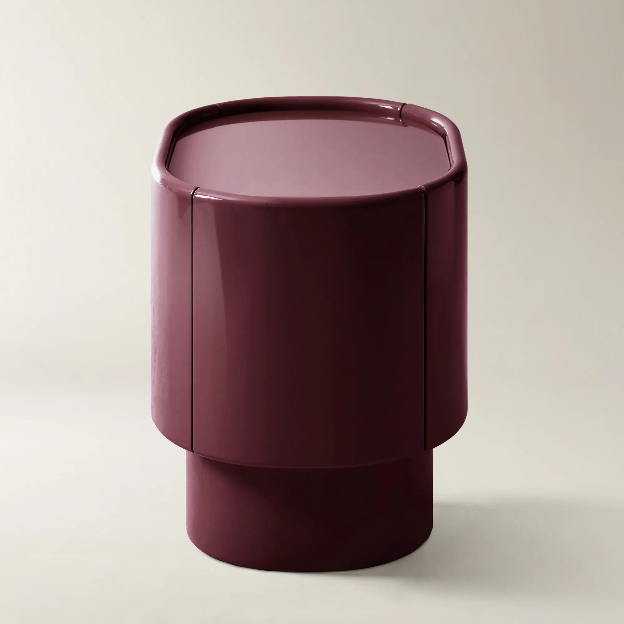 Velar Lacquered Ox Blood 1-Drawer Nightstand With Glass Top (24")