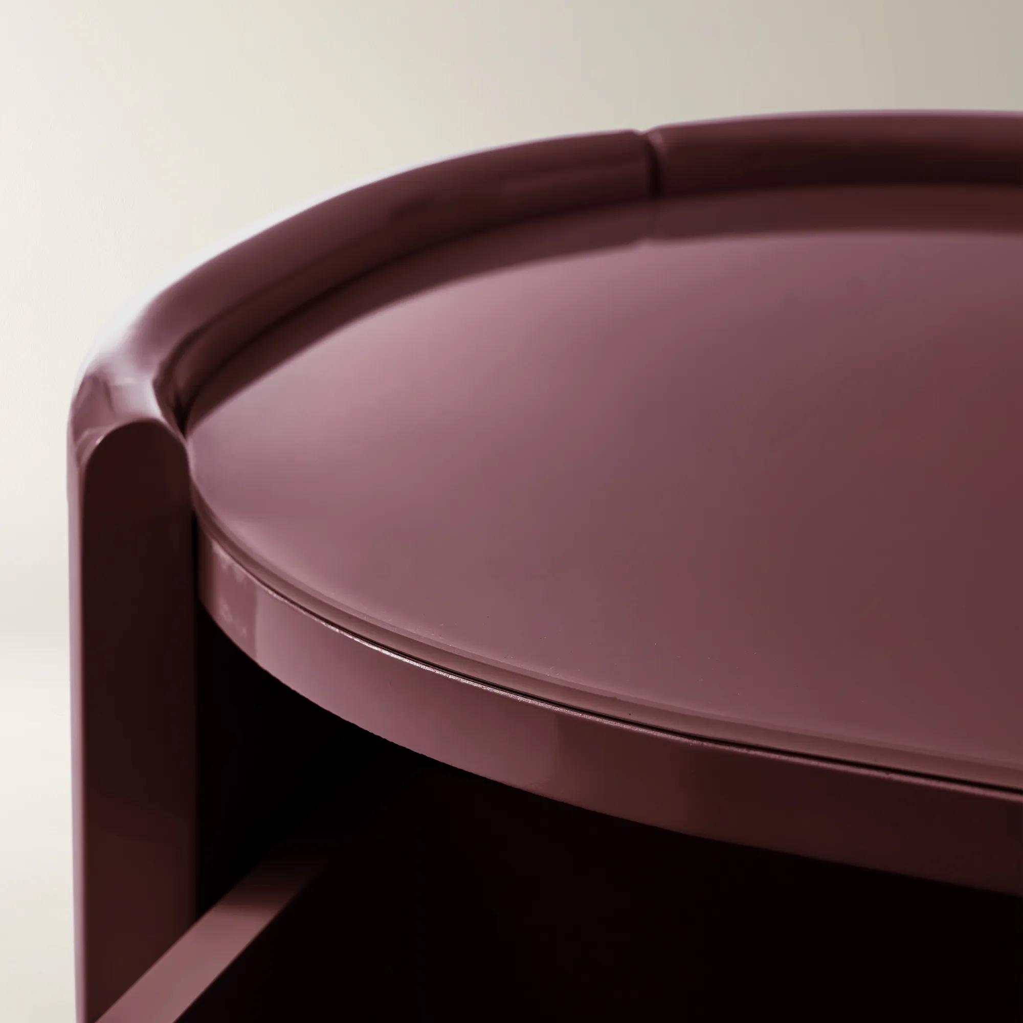 Velar Lacquered Ox Blood 1-Drawer Nightstand With Glass Top (24")