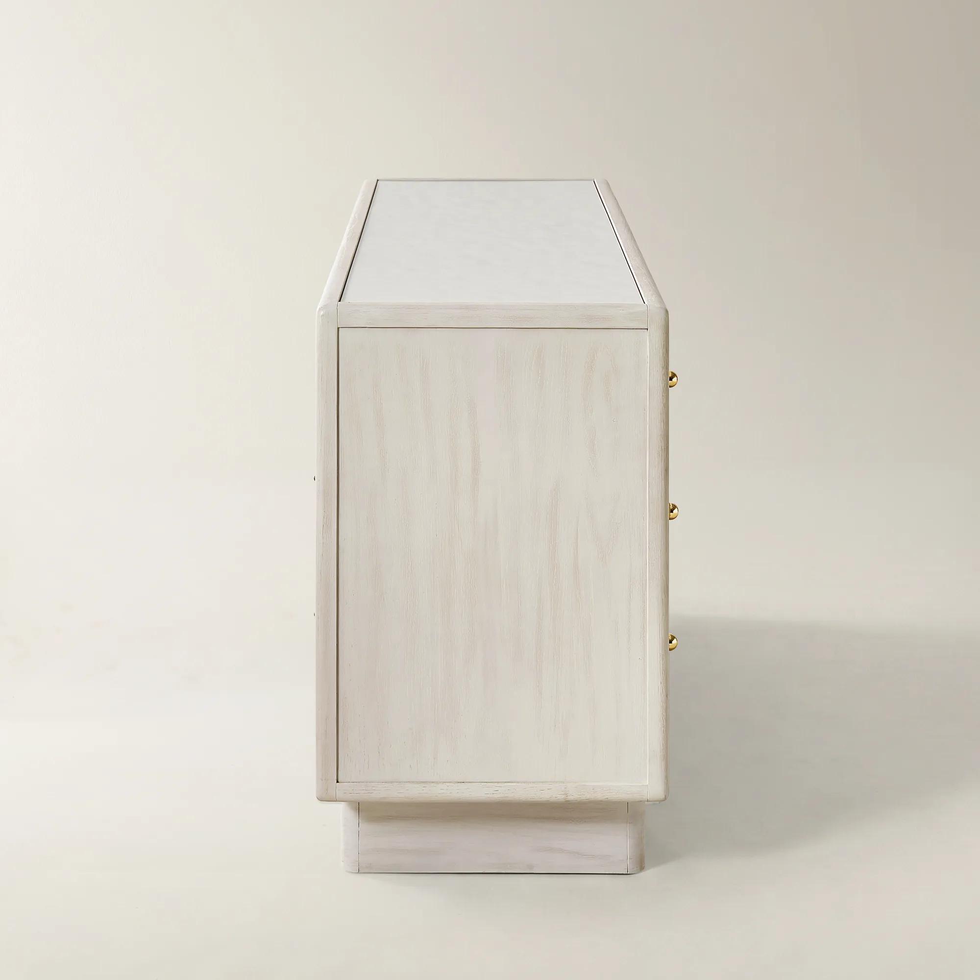 Lumina Bleached Oak 6-Drawer Dresser With Pearl Lacquered Top (62")