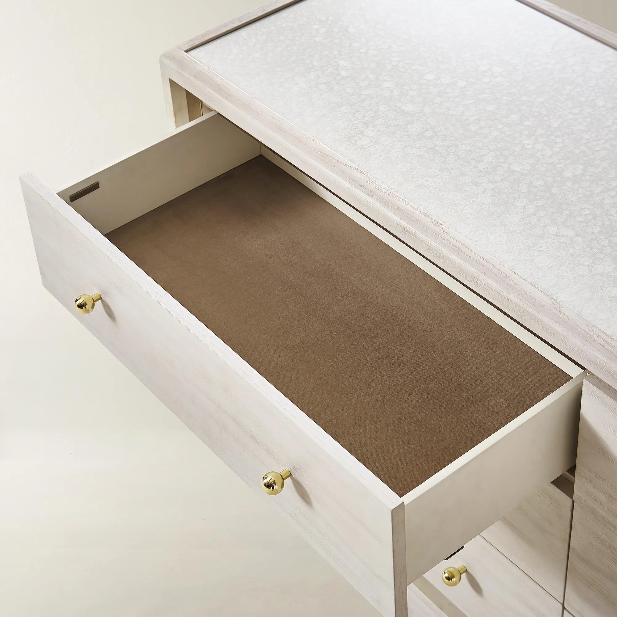 Lumina Bleached Oak 6-Drawer Dresser With Pearl Lacquered Top (62")