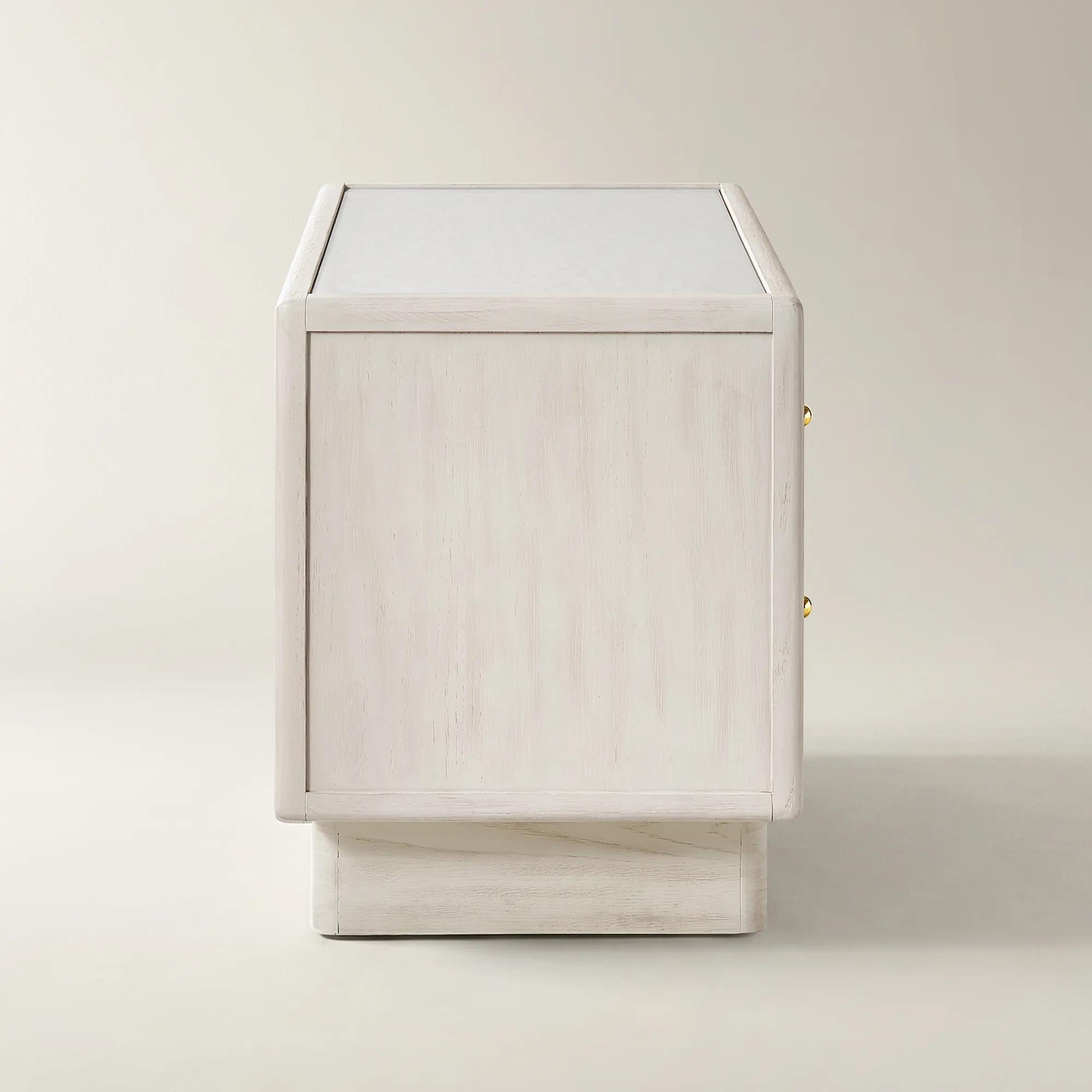 Lumina Bleached Oak 2-Drawer Nightstand With Pearl Lacquered Top (32")