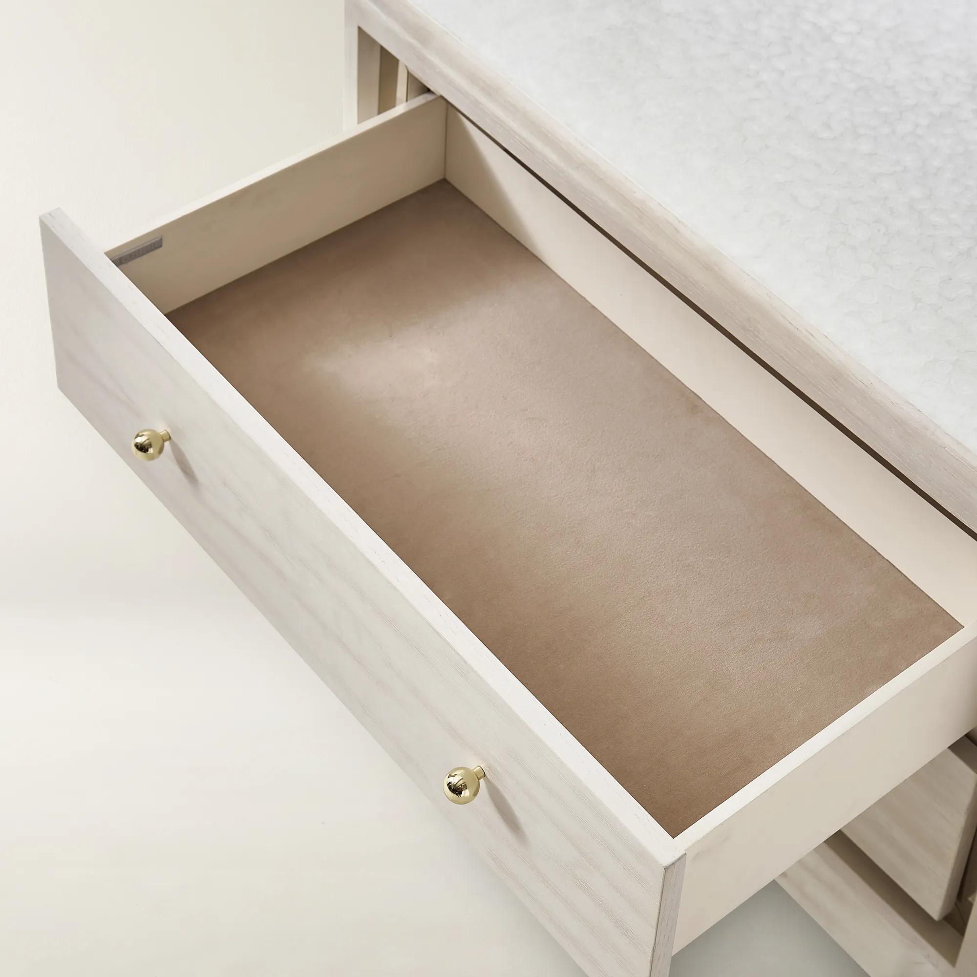 Lumina Bleached Oak 2-Drawer Nightstand With Pearl Lacquered Top (32")
