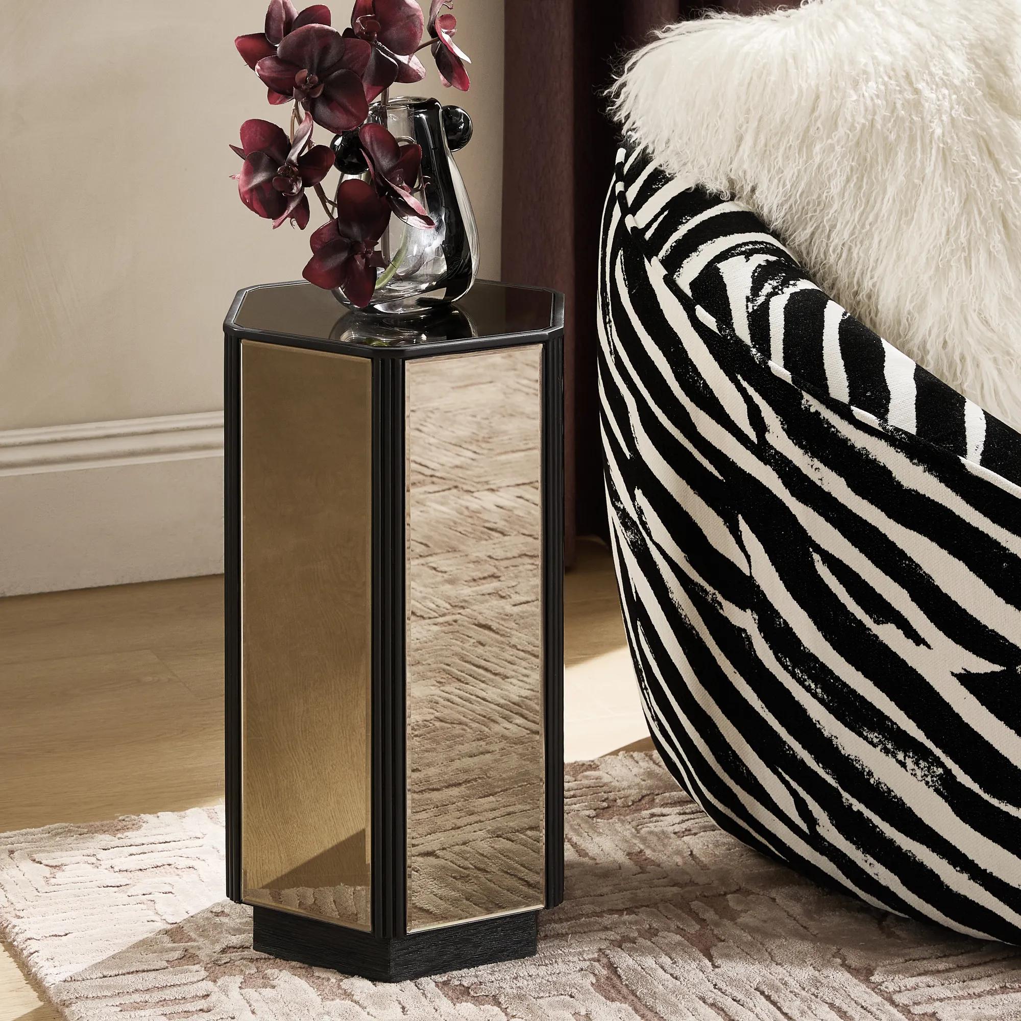 Glimmer Bronze Mirrored End Table (12")