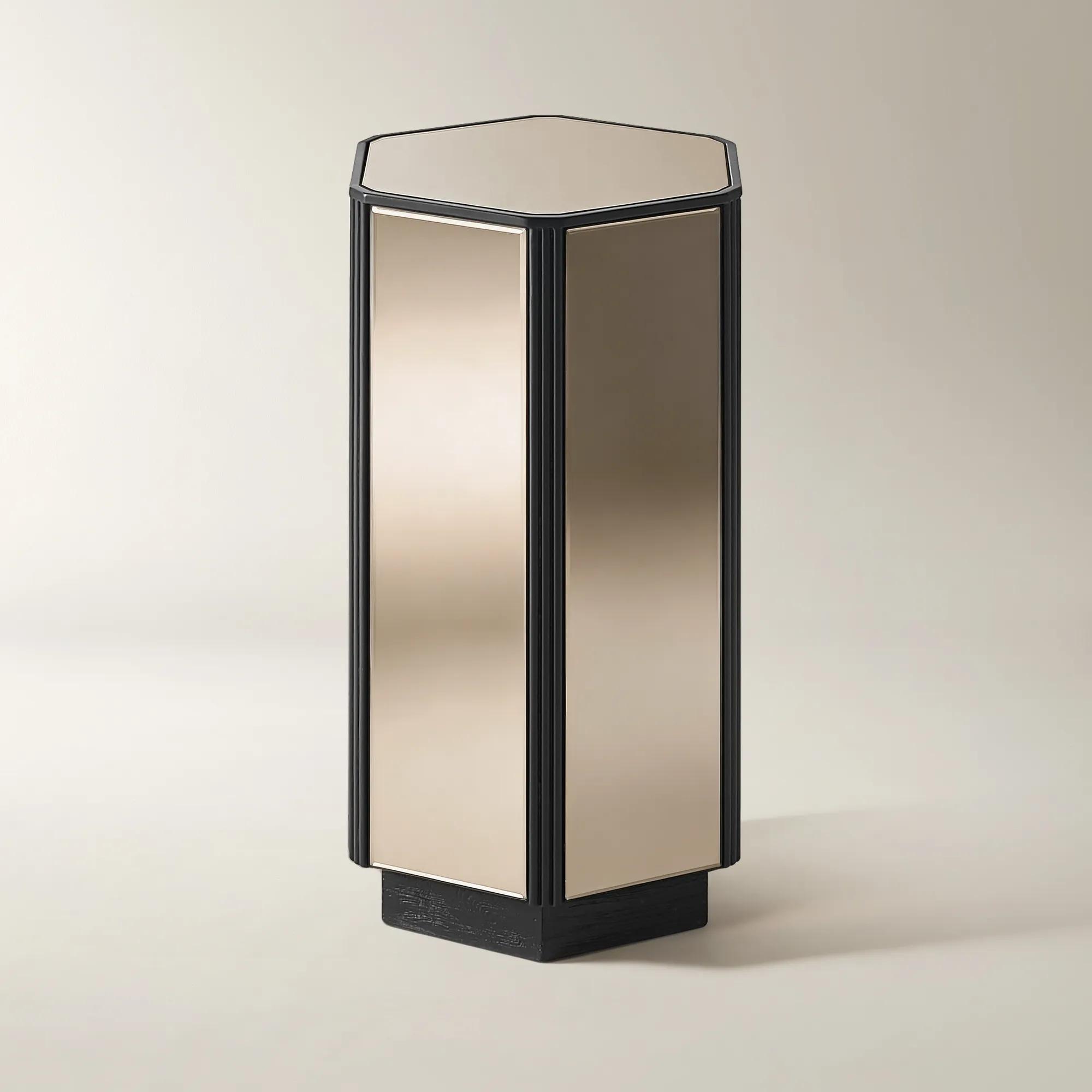 Glimmer Bronze Mirrored End Table (12")