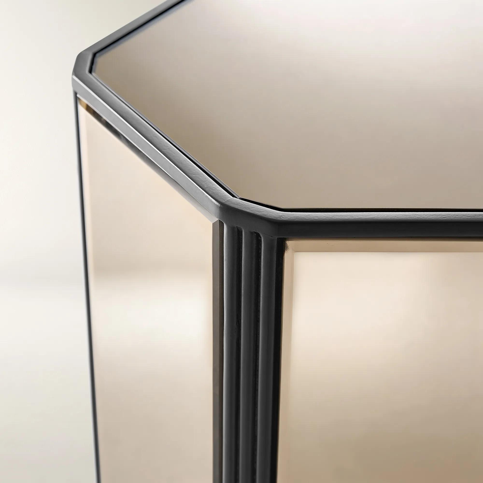 Glimmer Bronze Mirrored End Table (12")