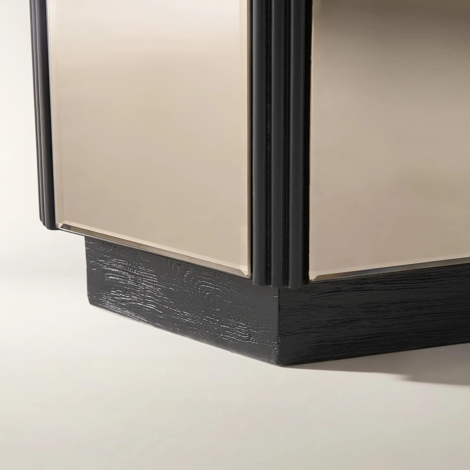 Glimmer Bronze Mirrored End Table (12")
