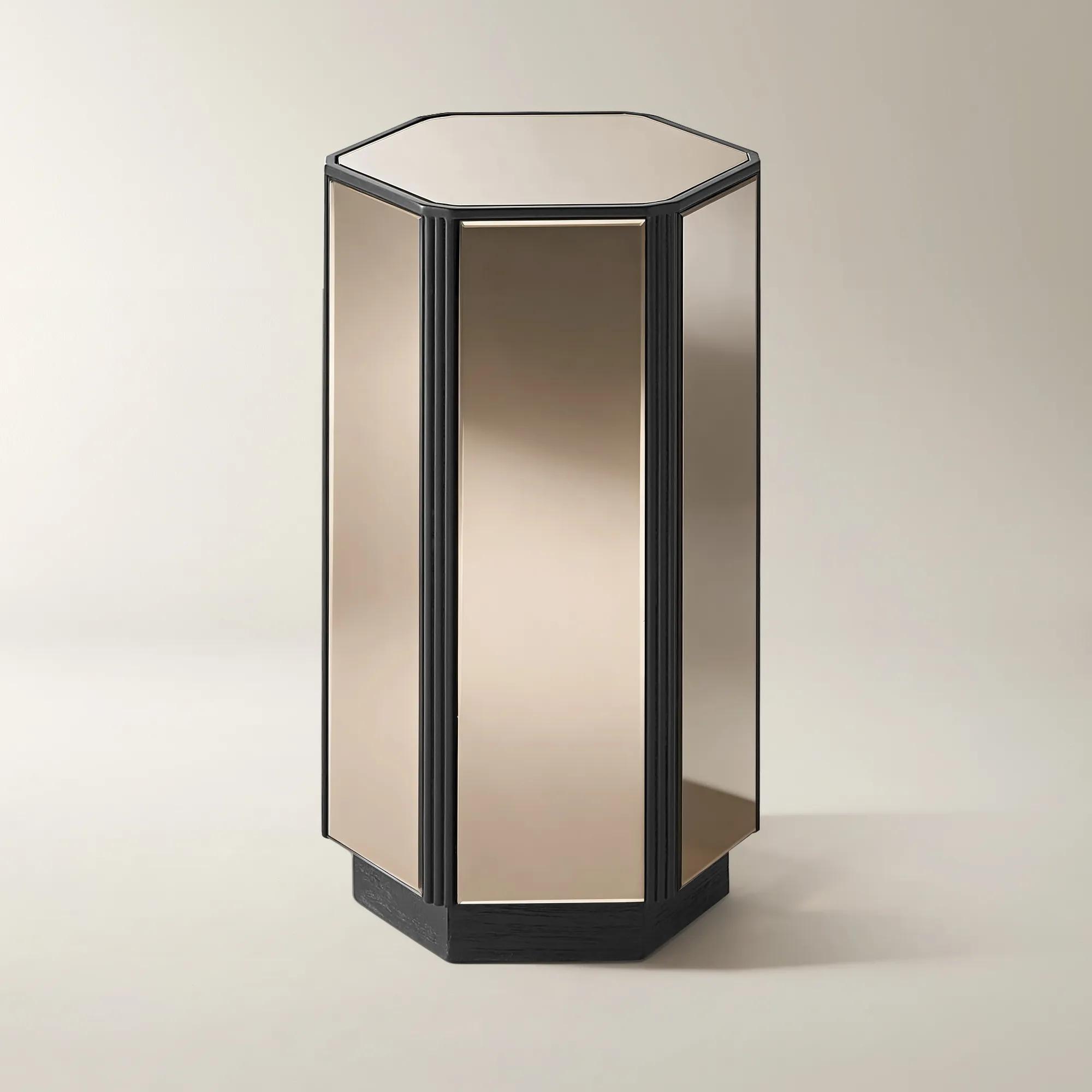 Glimmer Bronze Mirrored End Table (12")