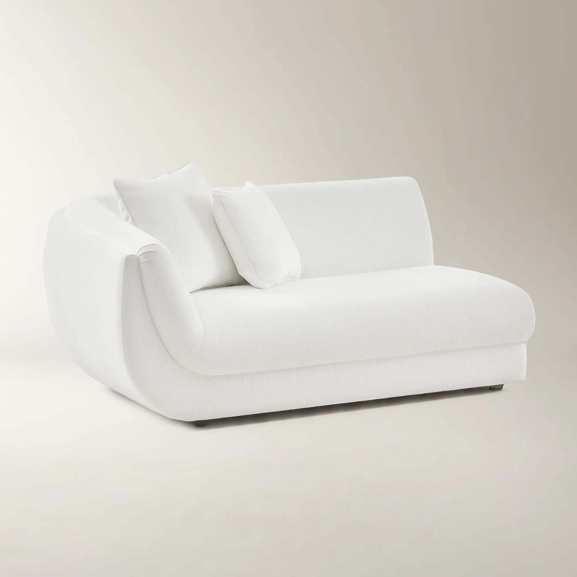 Curvia White Performance Chenille Indoor/Outdoor Grand Left-Arm Chair