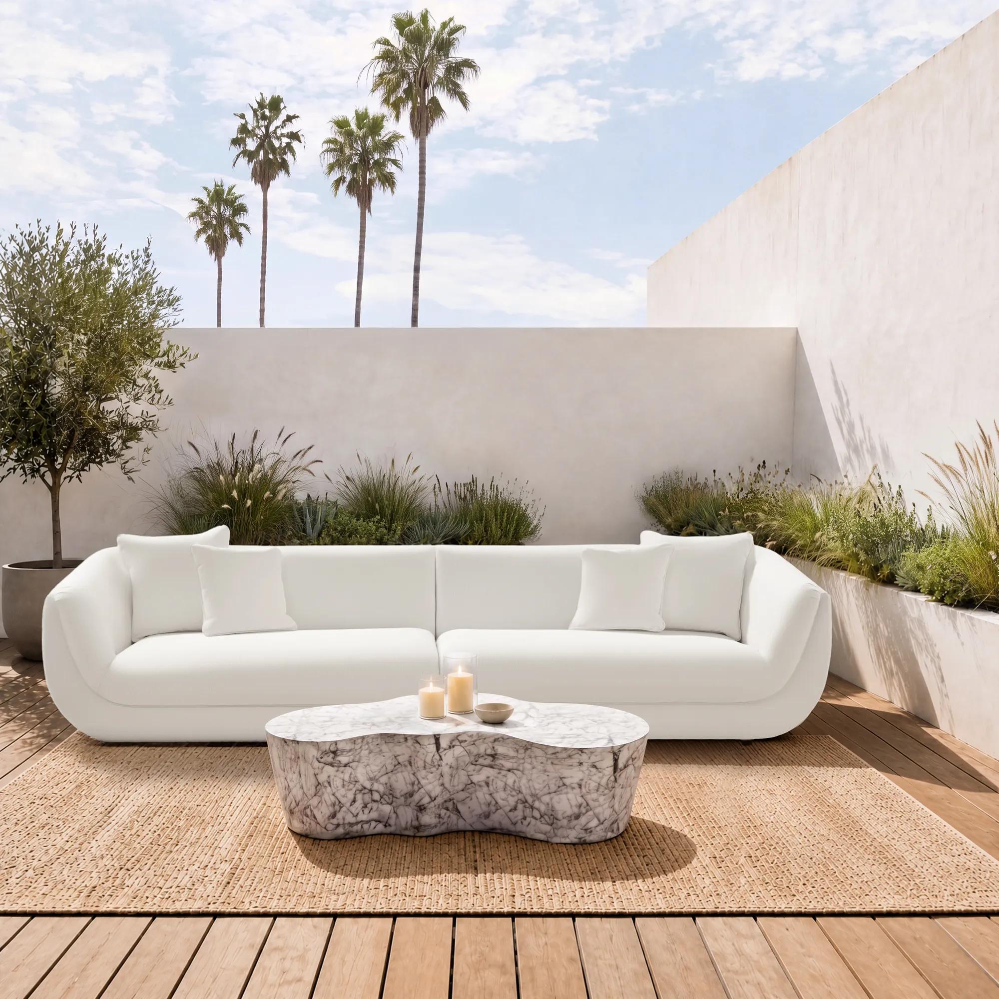Curvia 2-Piece White Performance Chenille Indoor/Outdoor Grand Sectional Sofa