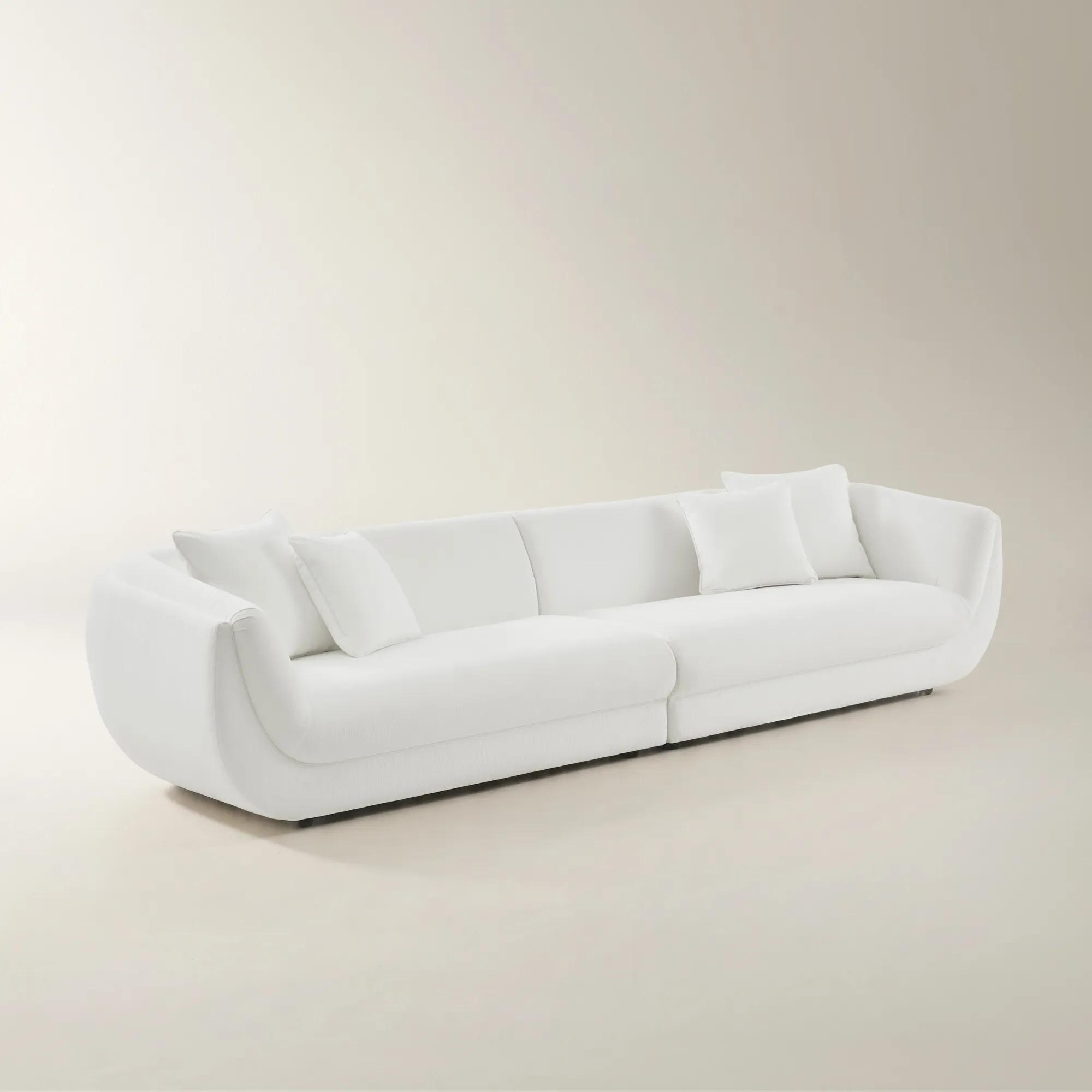 Curvia 2-Piece White Performance Chenille Indoor/Outdoor Grand Sectional Sofa