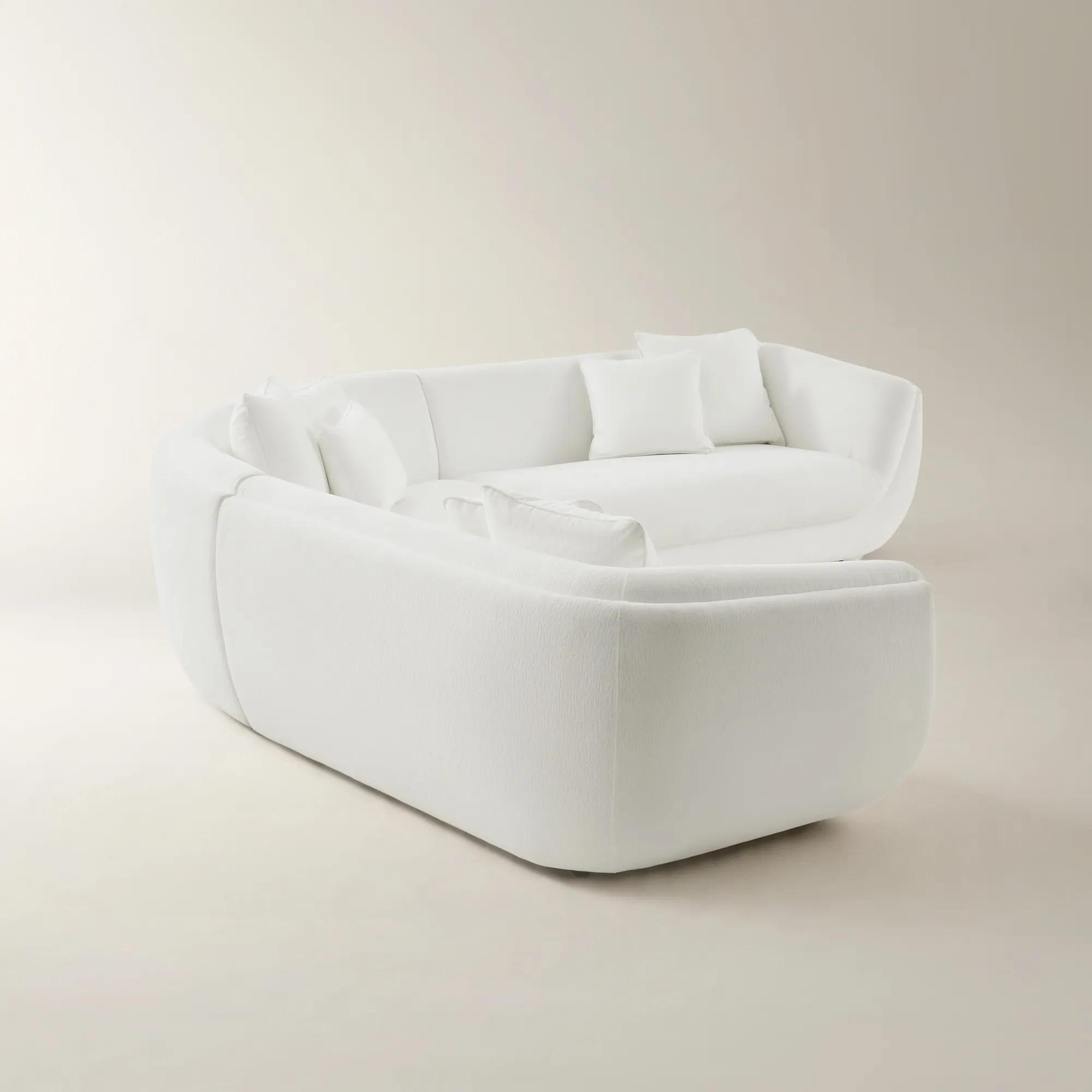 Curvia 3-Piece White Performance Chenille Indoor/Outdoor Sectional Sofa