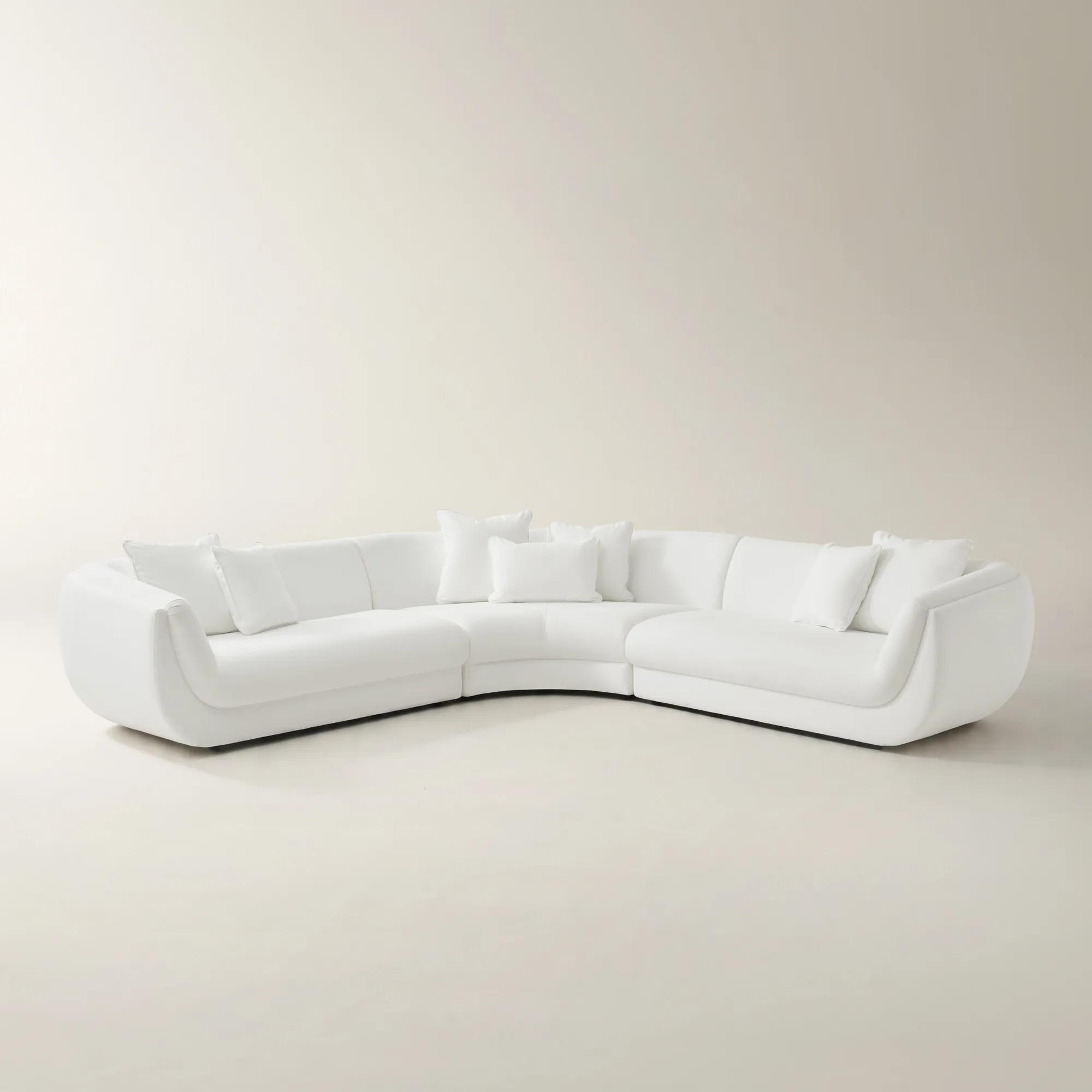 Curvia 3-Piece White Performance Chenille Indoor/Outdoor Sectional Sofa