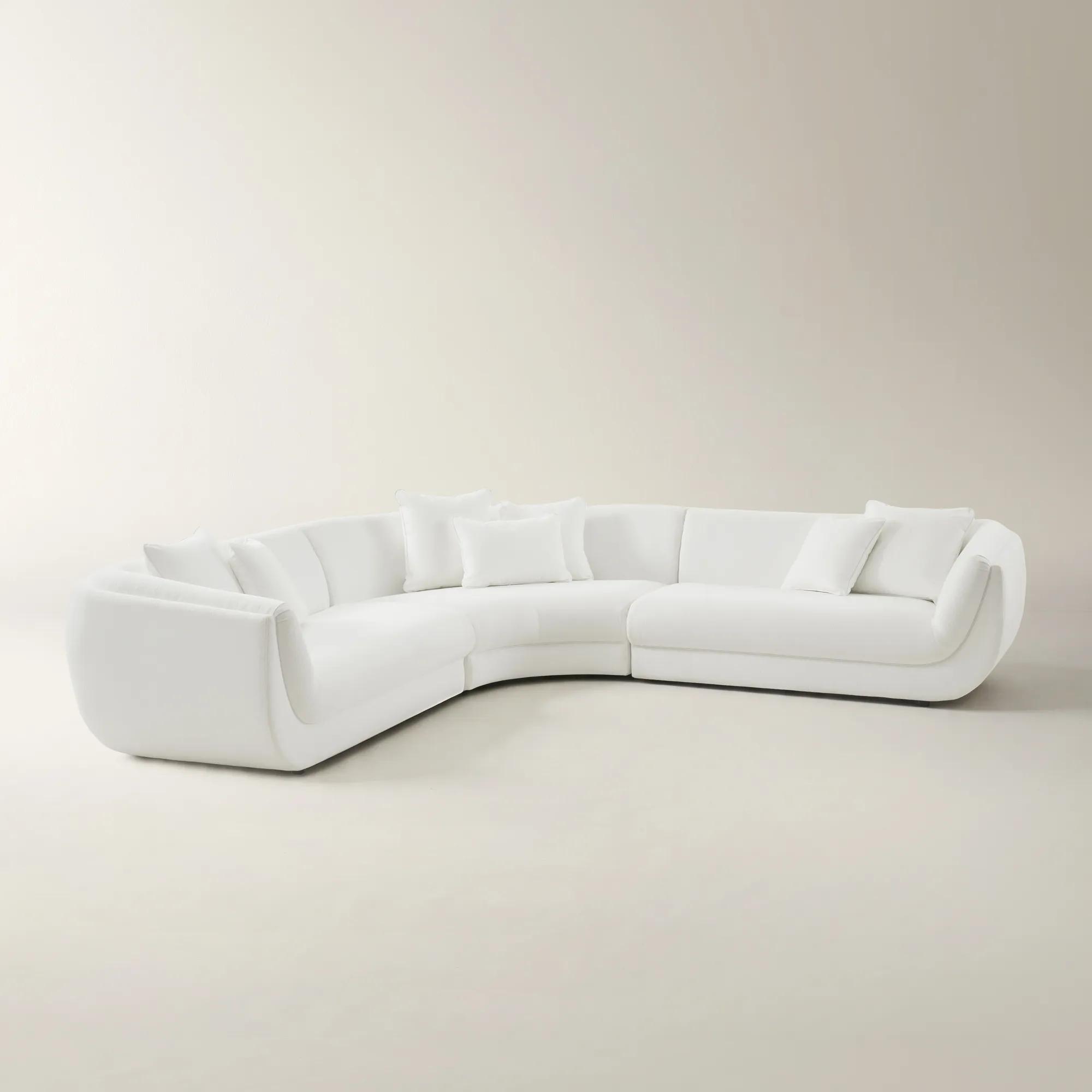 Curvia 3-Piece White Performance Chenille Indoor/Outdoor Sectional Sofa