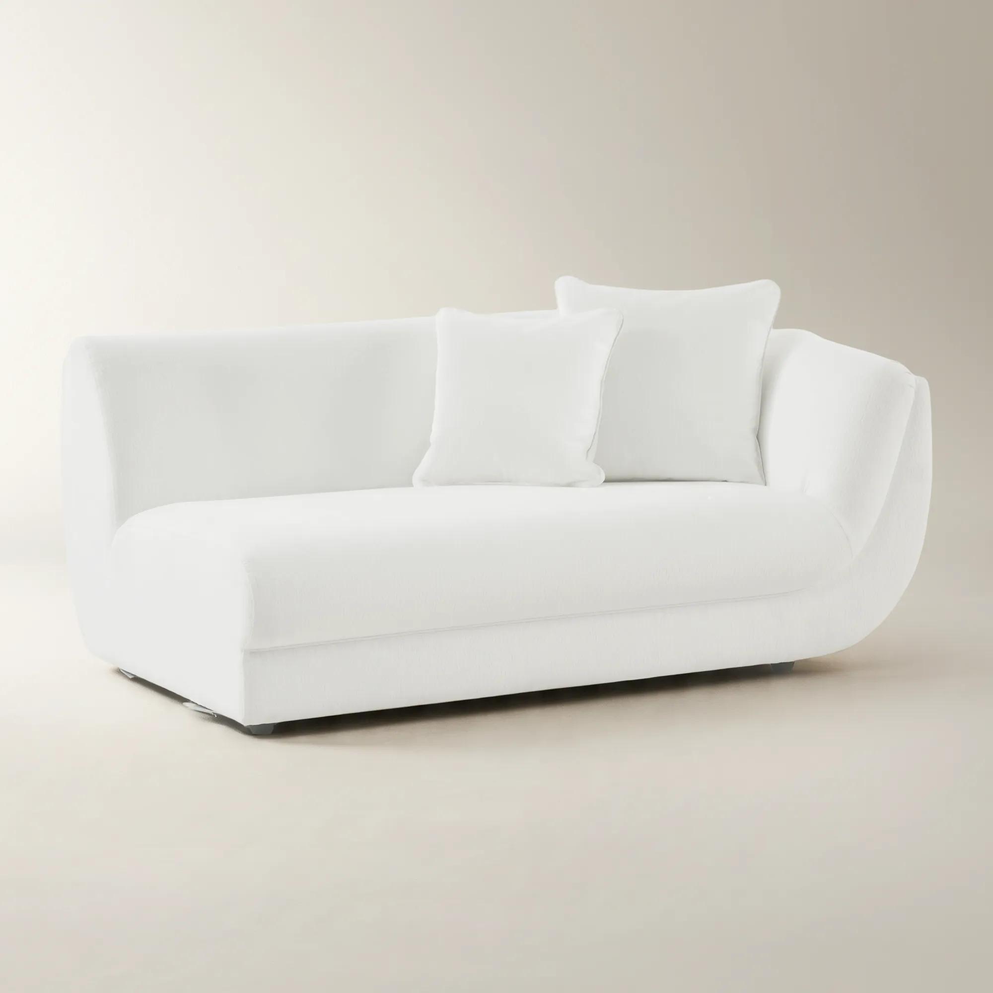 Curvia White Performance Chenille Indoor/Outdoor Grand Right-Arm Chair