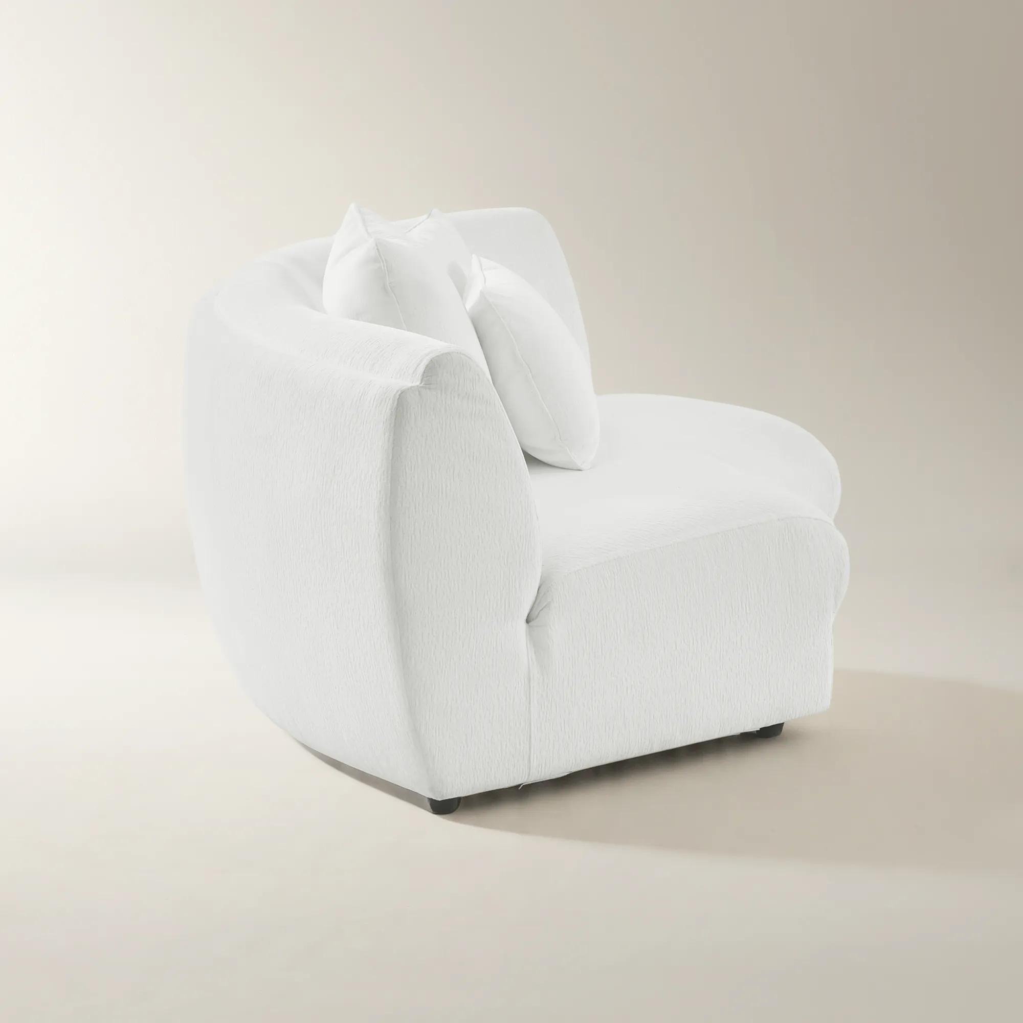 Curvia White Performance Chenille Indoor/Outdoor Corner Chair