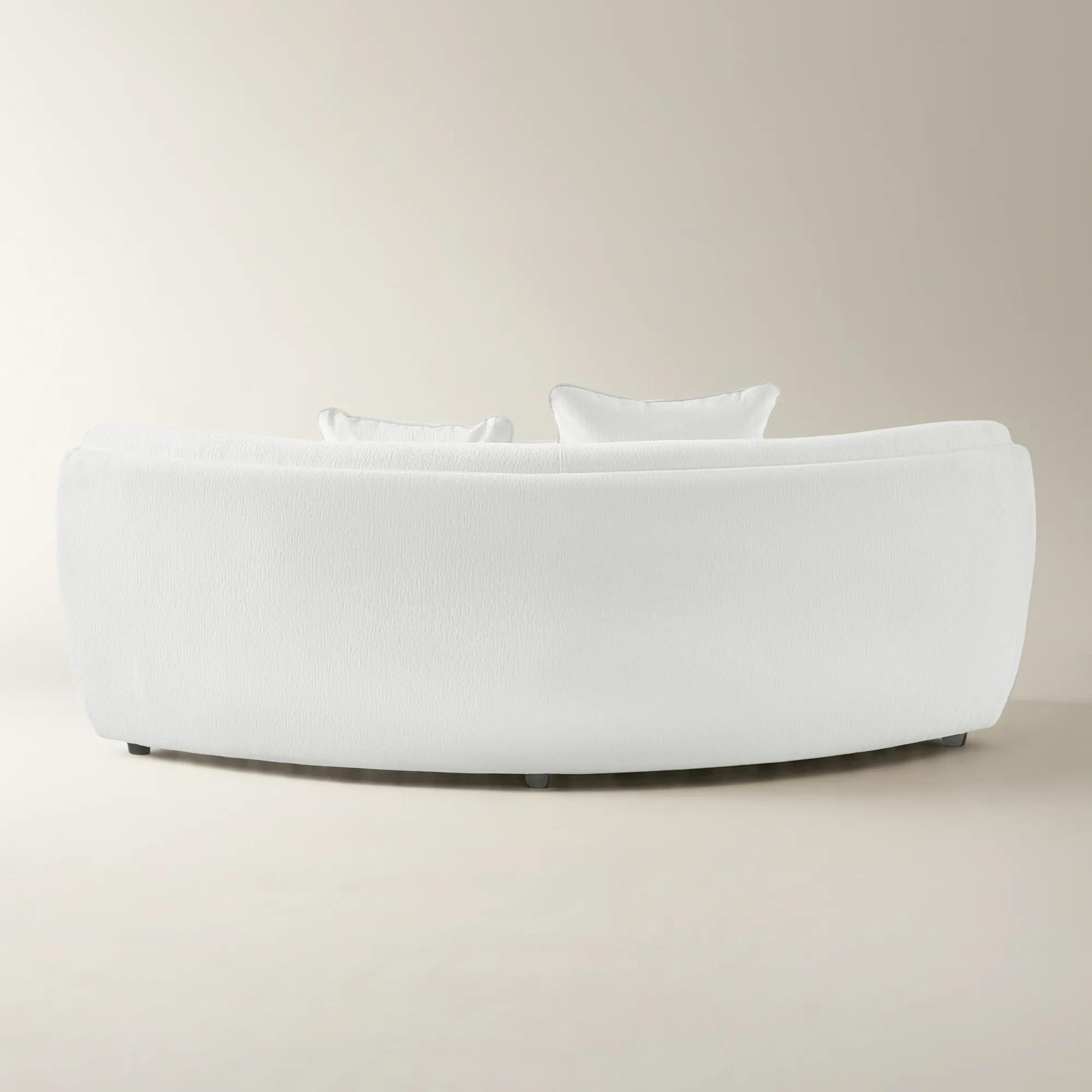 Curvia White Performance Chenille Indoor/Outdoor Corner Chair