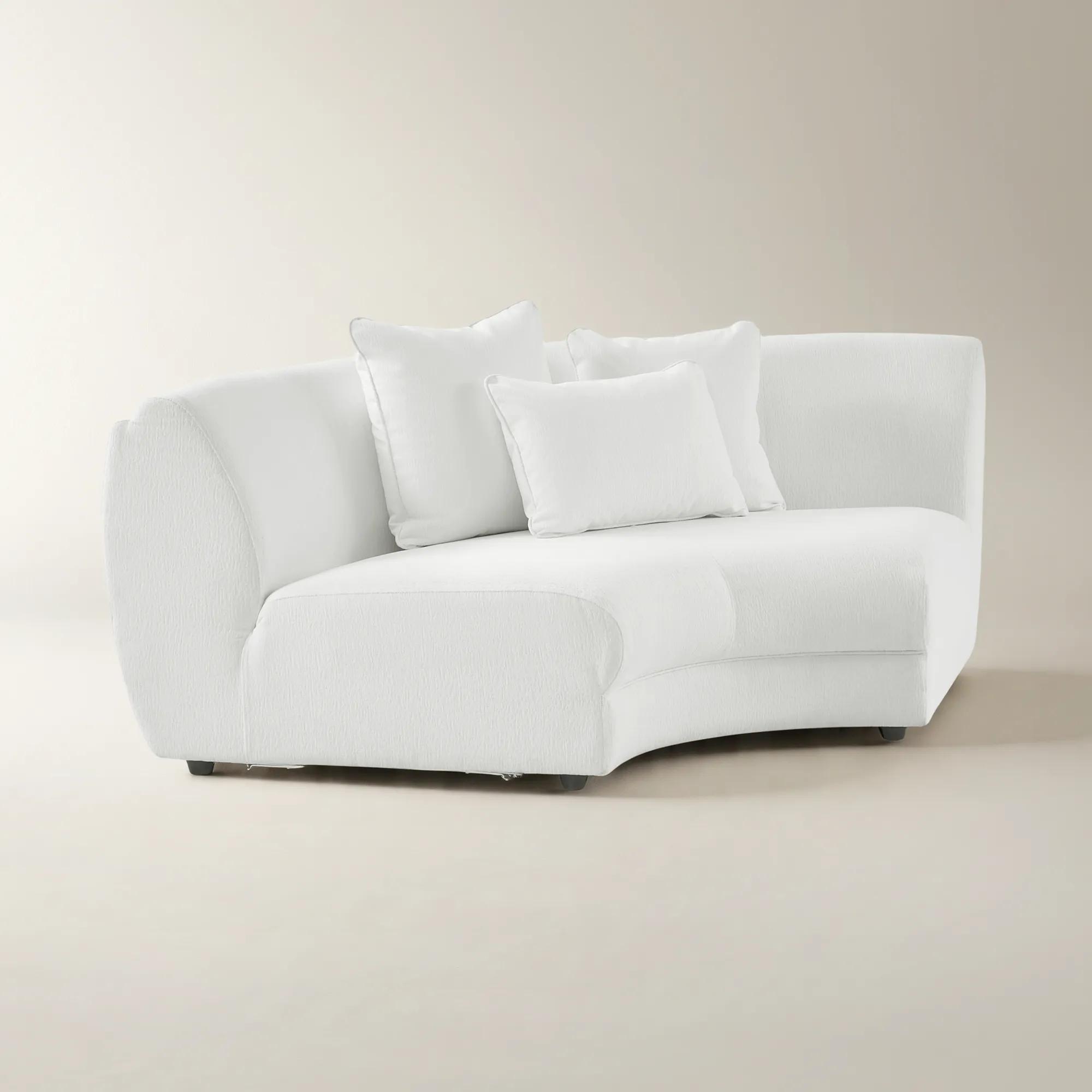Curvia White Performance Chenille Indoor/Outdoor Corner Chair