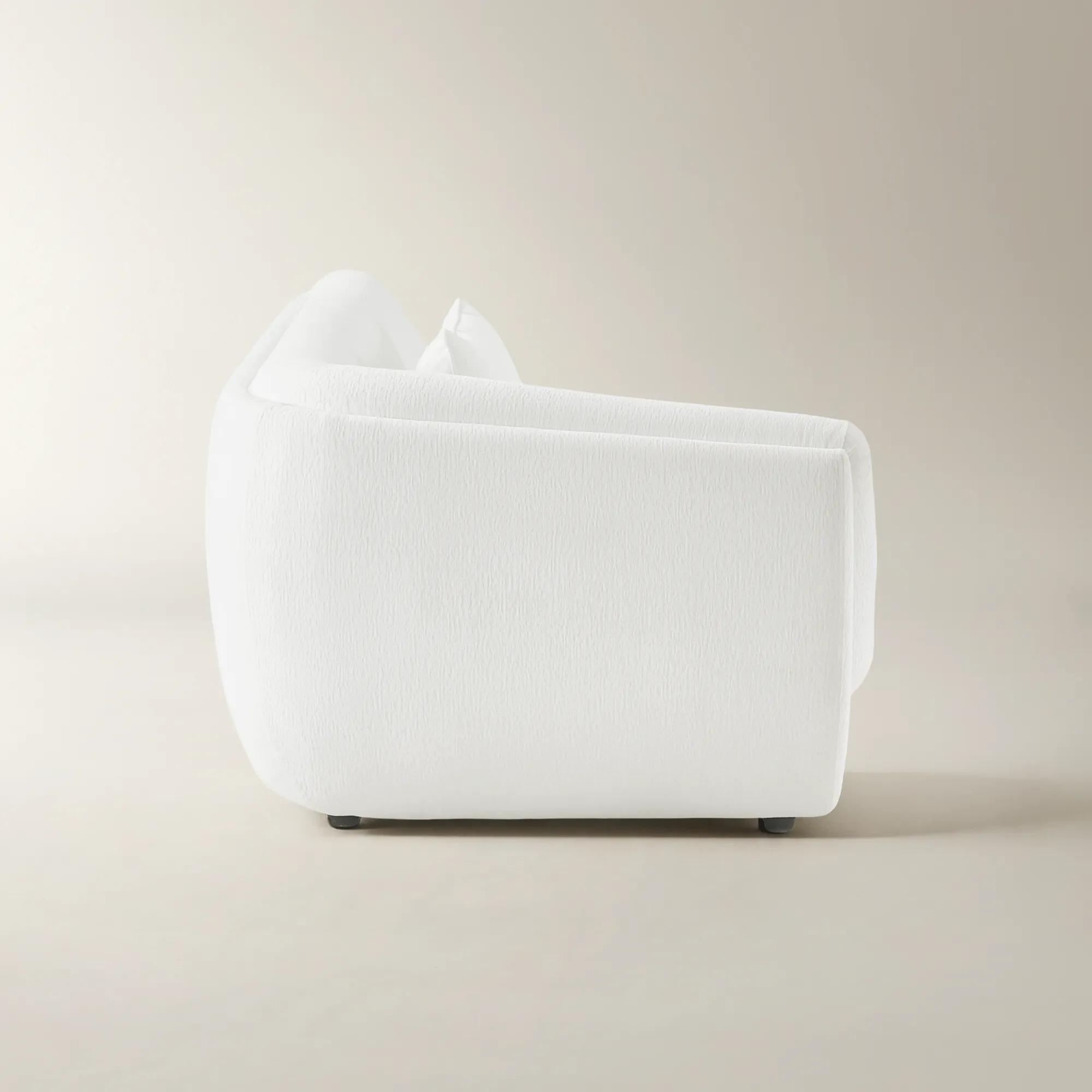 Curvia White Performance Chenille Indoor/Outdoor Left-Arm Chair