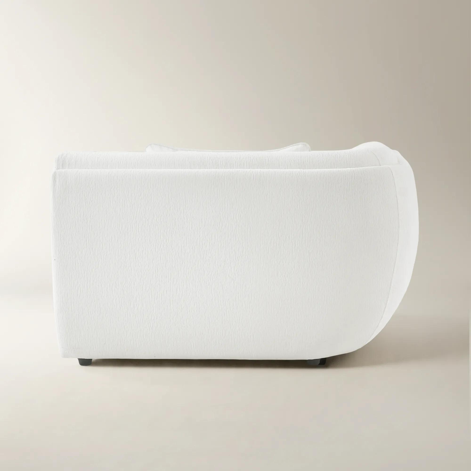 Curvia White Performance Chenille Indoor/Outdoor Left-Arm Chair