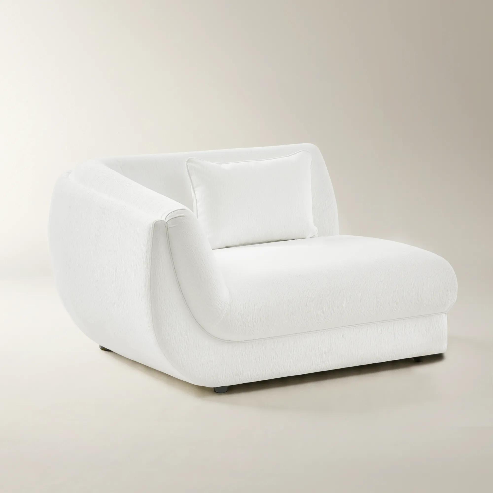 Curvia White Performance Chenille Indoor/Outdoor Left-Arm Chair