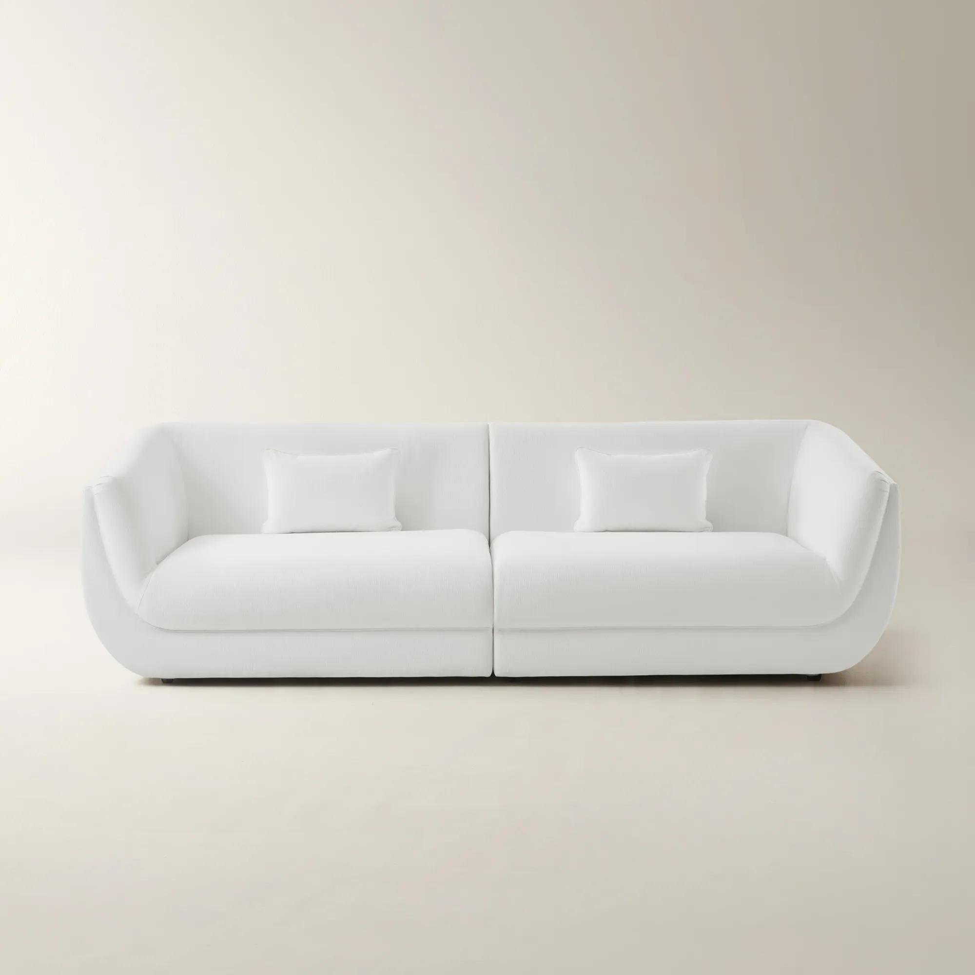 Curvia 2-Piece White Performance Chenille Indoor/Outdoor Sectional Sofa