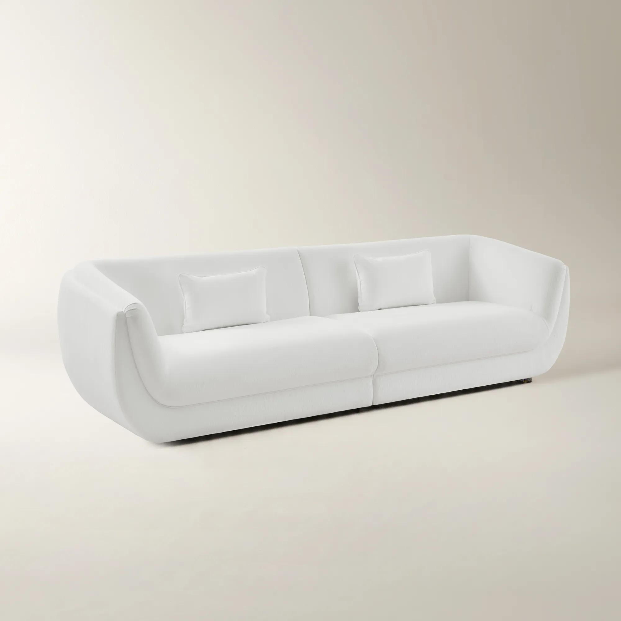 Curvia 2-Piece White Performance Chenille Indoor/Outdoor Sectional Sofa